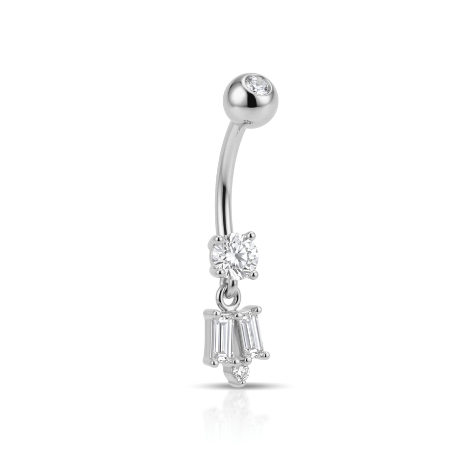 14 Ayar Altın Taşlı Sallantılı Göbek Piercing - Dianora Piercing Jewelry