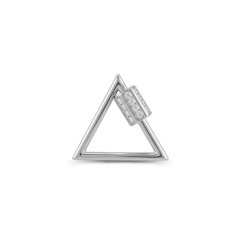 14 Ayar Altın Taşlı Üçgen Charm Kilidi Carabiner - Dianora Piercing Jewelry