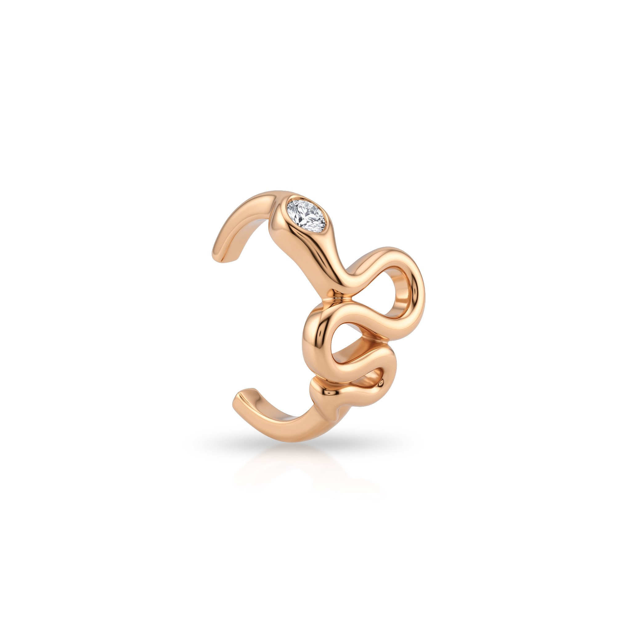 14 Ayar Altın Taşlı Yılan Earcuff Kıkırdak Küpe - Dianora Piercing Jewelry