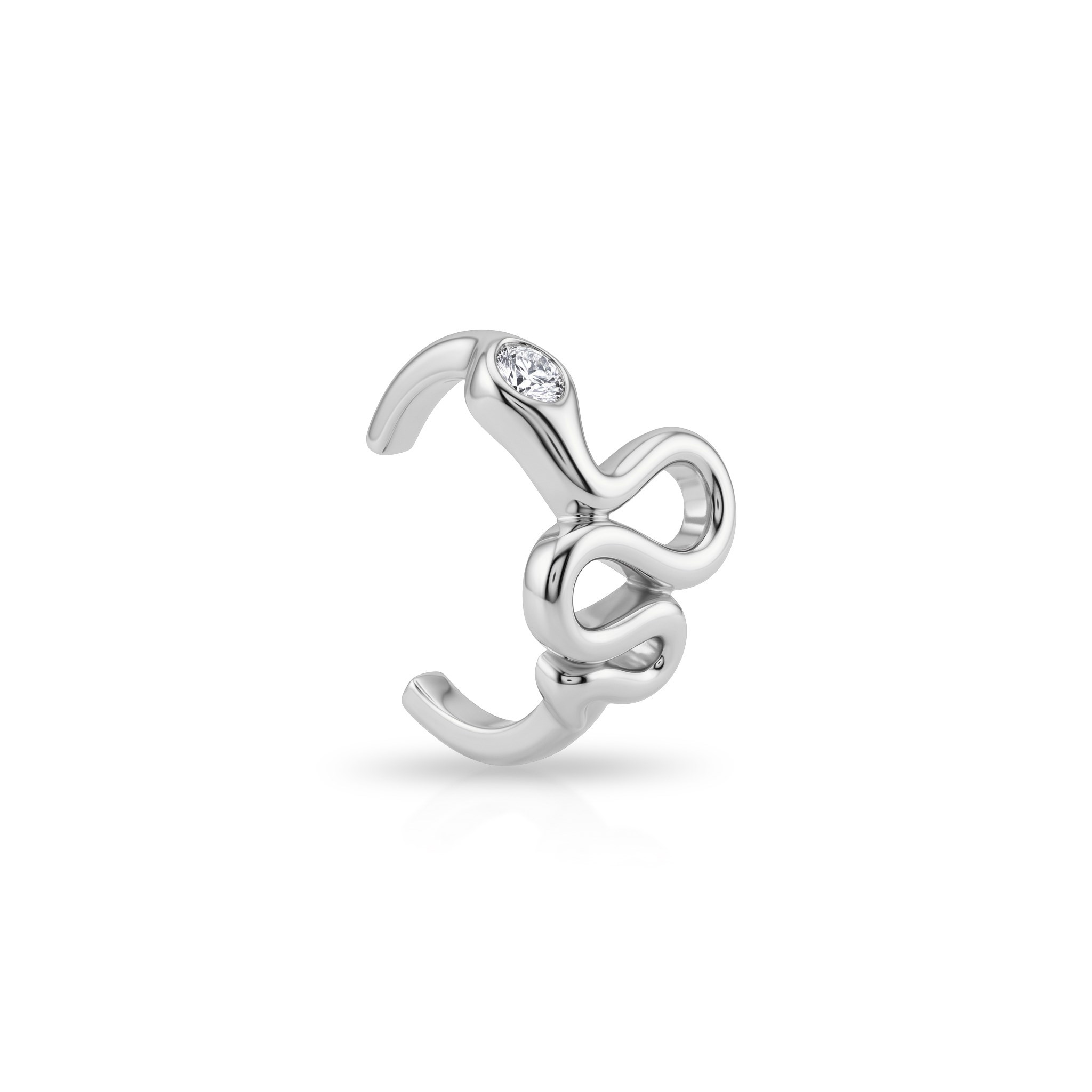 14 Ayar Altın Taşlı Yılan Earcuff Kıkırdak Küpe - Dianora Piercing Jewelry