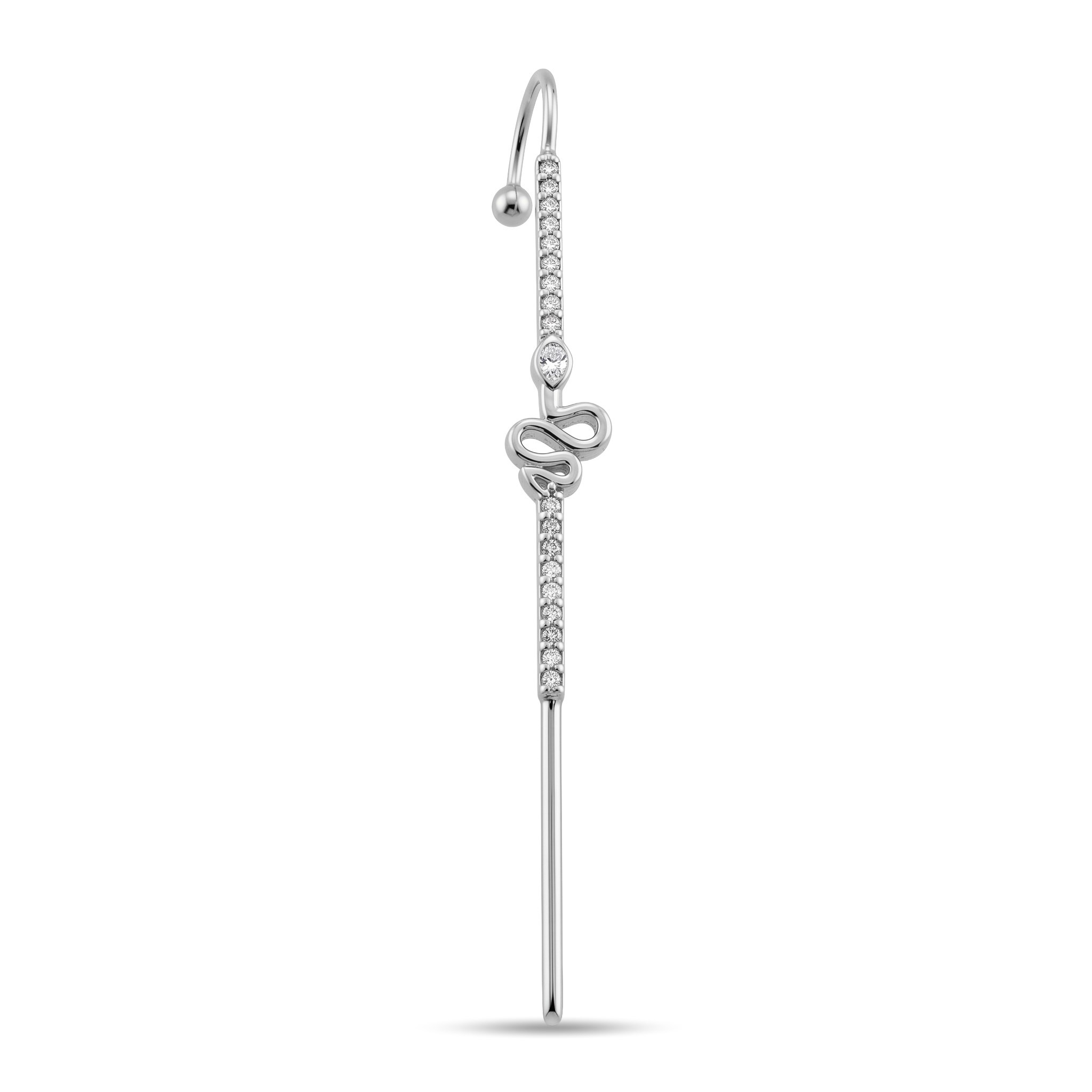 14 Ayar Altın Taşlı Yılan Motifli Hook/Baston Küpe - Dianora Piercing Jewelry
