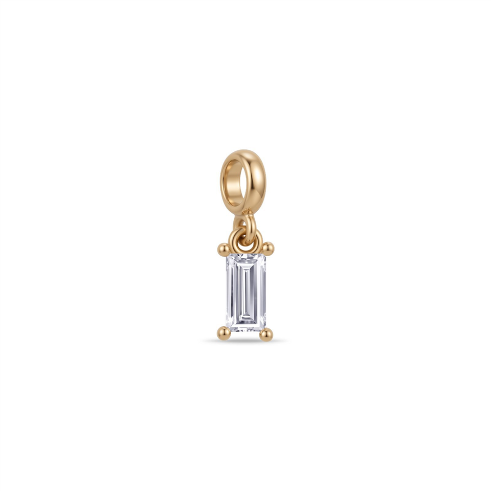 14 Ayar Altın Tek Baget Taş Minimal Charm - Dianora Piercing Jewelry