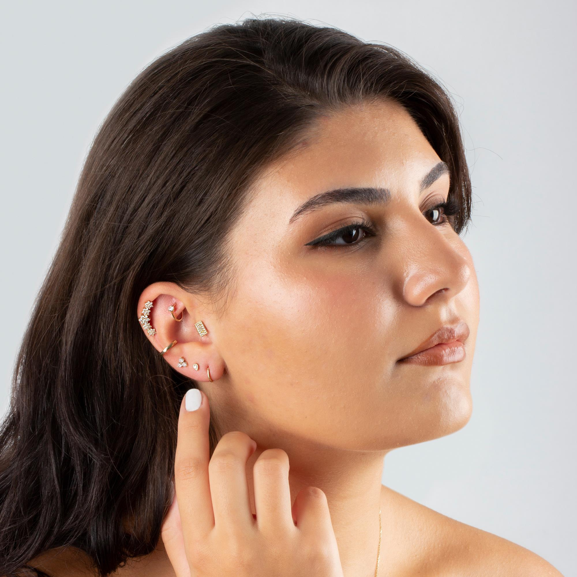 14 Ayar Altın Tek Damla Taşlı Minimal Helix/Kıkırdak Piercing | Dianora Piercing