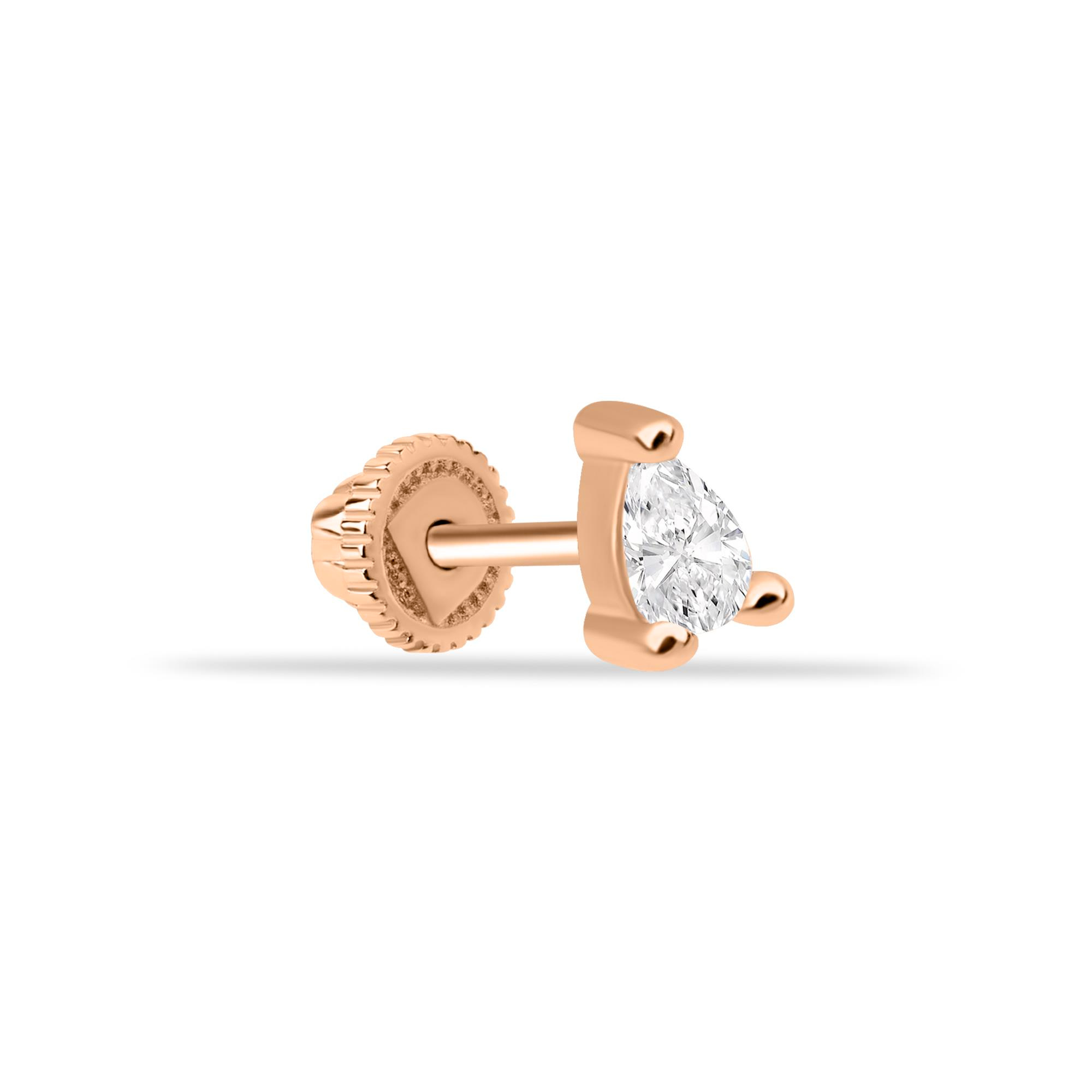 14 Ayar Altın Tek Damla Taşlı Minimal Helix/Kıkırdak Piercing
