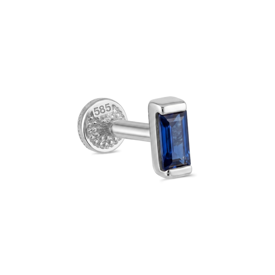 14 Ayar Altın Tek Lacivert Taşlı Minimal Tragus Piercing - Dianora Piercing Jewelry