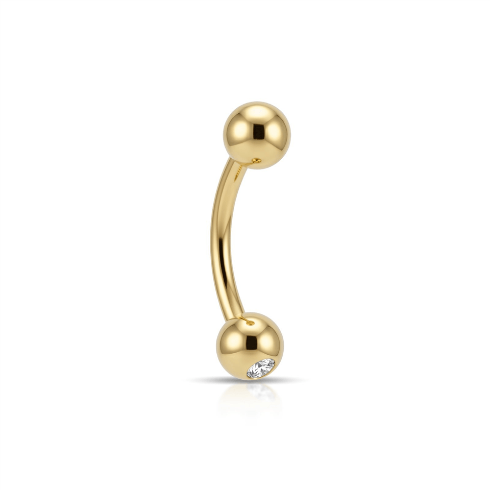 14 Ayar Altın Tek Tarafı Taşlı Top Göbek Piercing - Dianora Piercing Jewelry