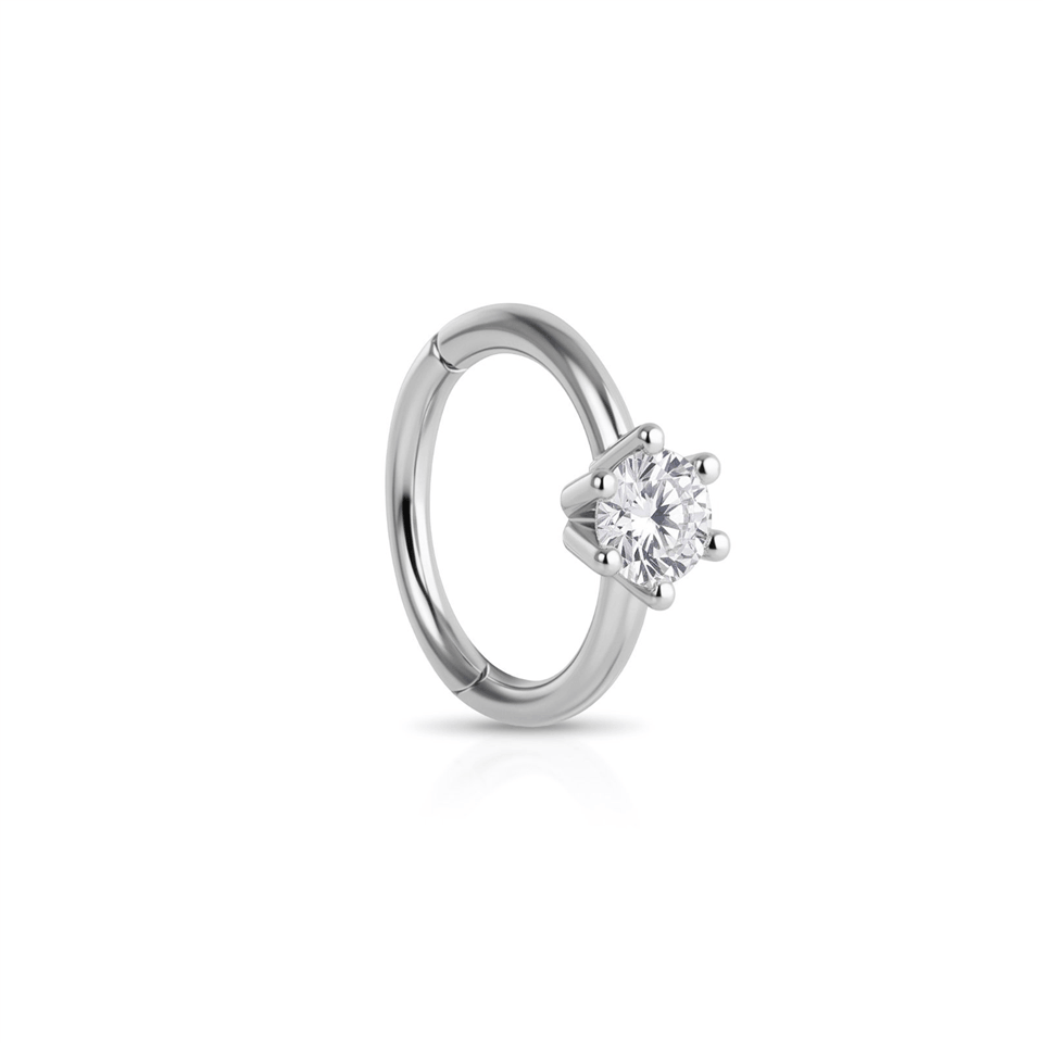 14 Ayar Altın Tek Taş Minimal Halka Piercing - Dianora Piercing Jewelry