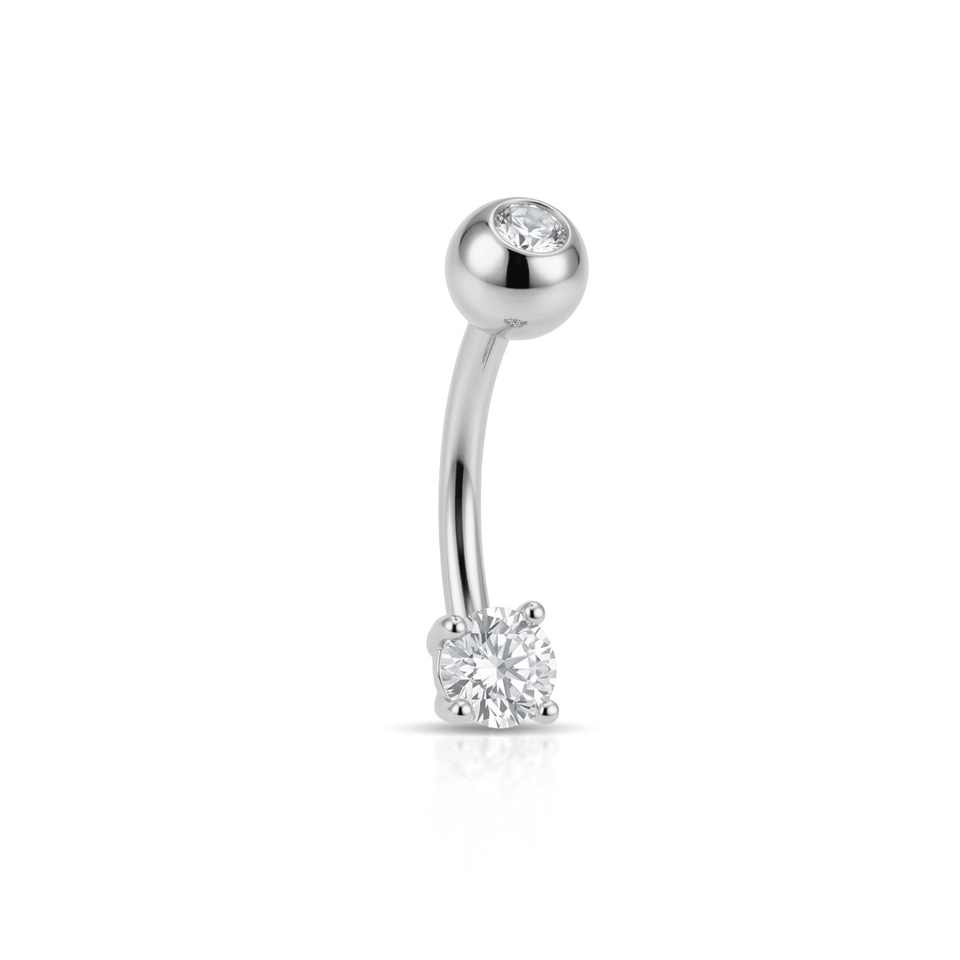 14 Ayar Altın Tek Taşlı Göbek Piercing  - Dianora Piercing Jewelry