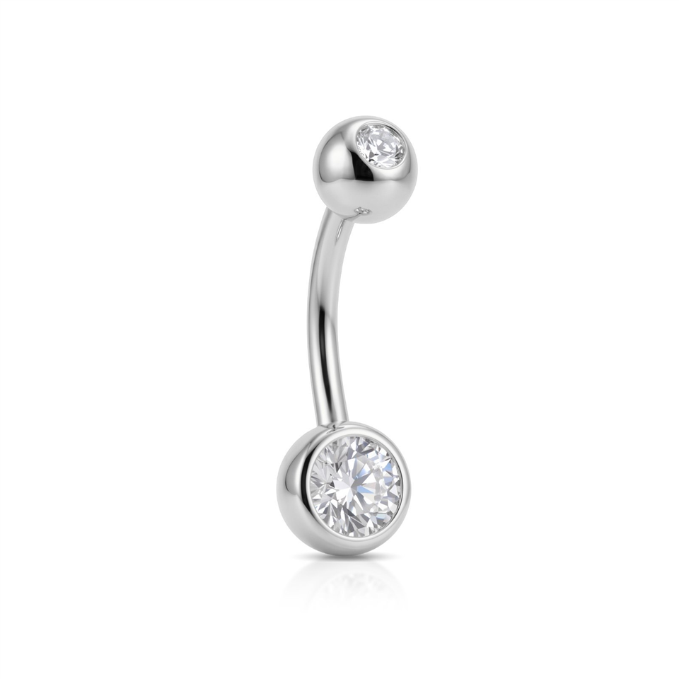 14 Ayar Altın Tektaş Göbek Piercing - Dianora Piercing Jewelry