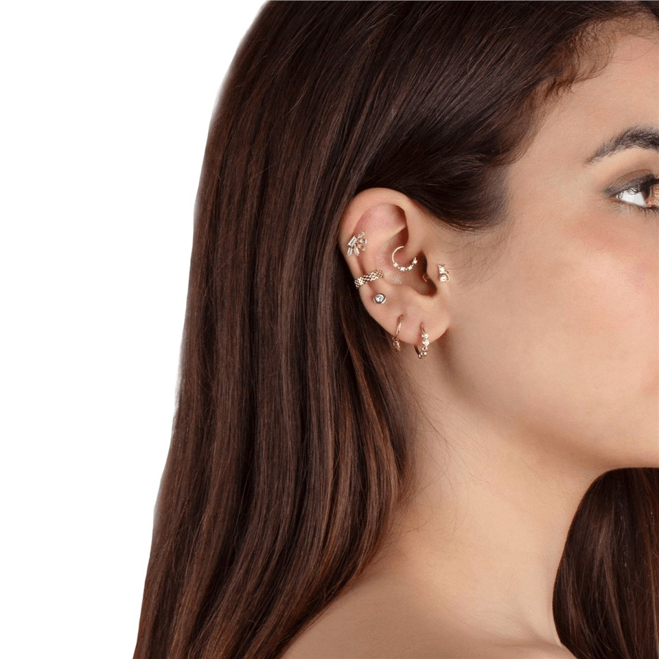 14 Ayar Altın Tektaş Minimal Tragus Piercing - Dianora Piercing Jewelry