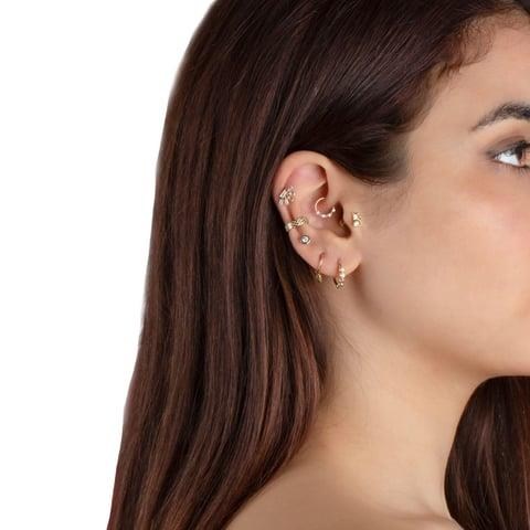 14 Ayar Altın Tektaş Minimal Tragus Piercing - Dianora Piercing Jewelry