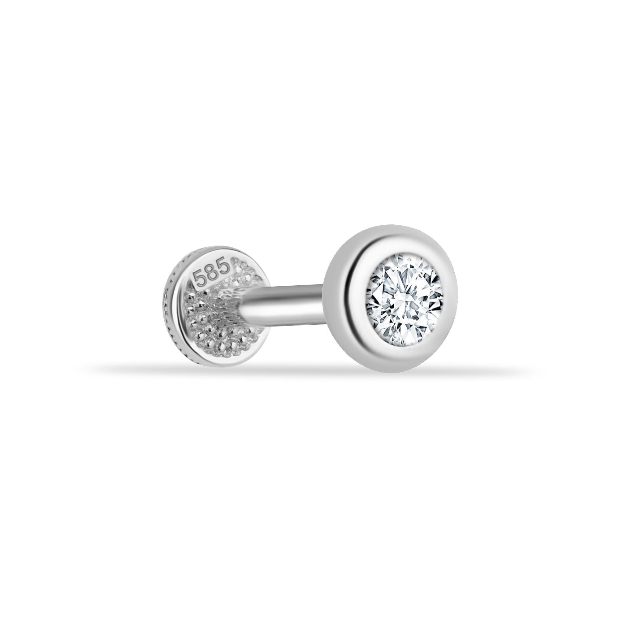 14 Ayar Altın Tektaş Minimal Tragus Piercing - Dianora Piercing Jewelry