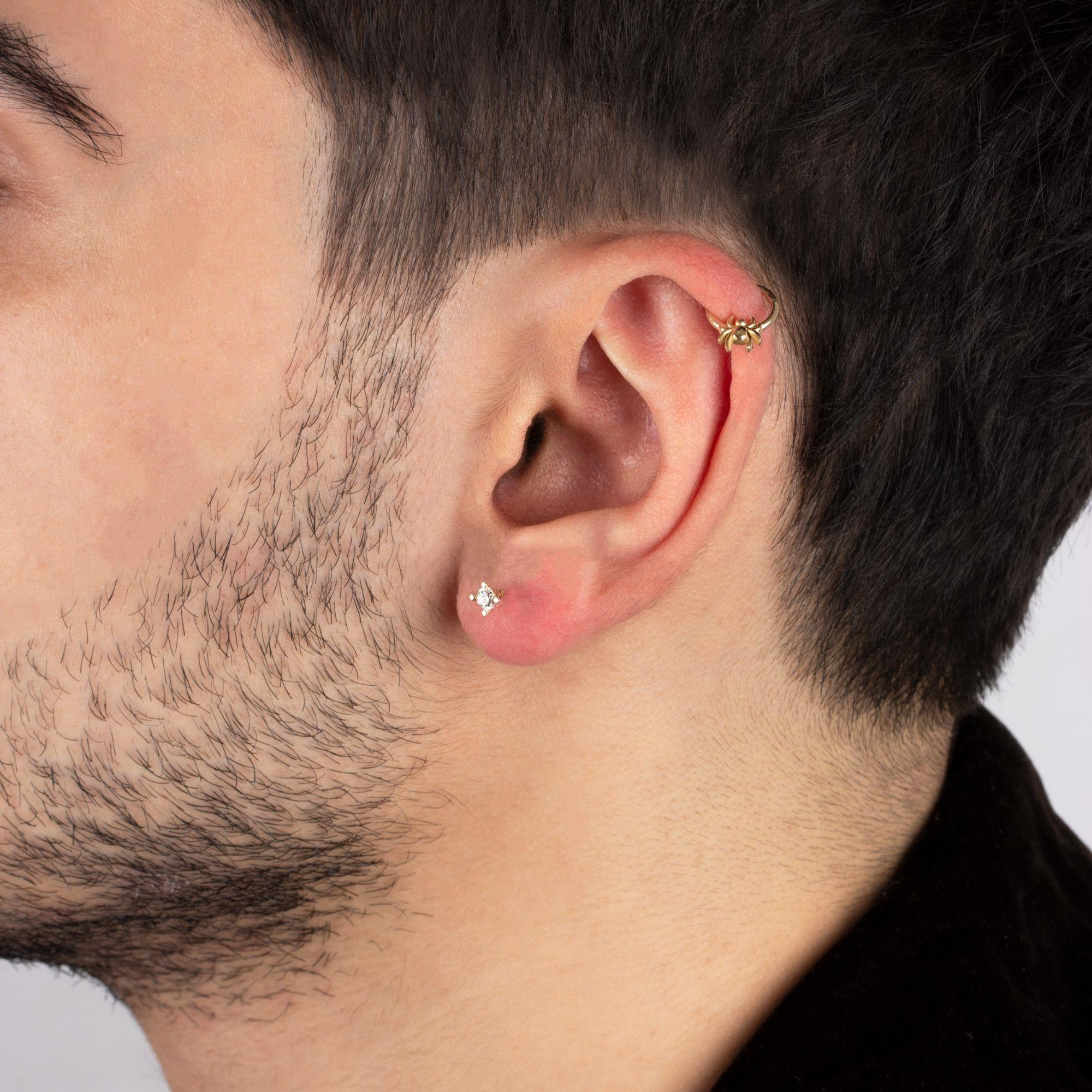 14 Ayar Altın Tektaş Minimal Tragus Piercing | Dianora Piercing