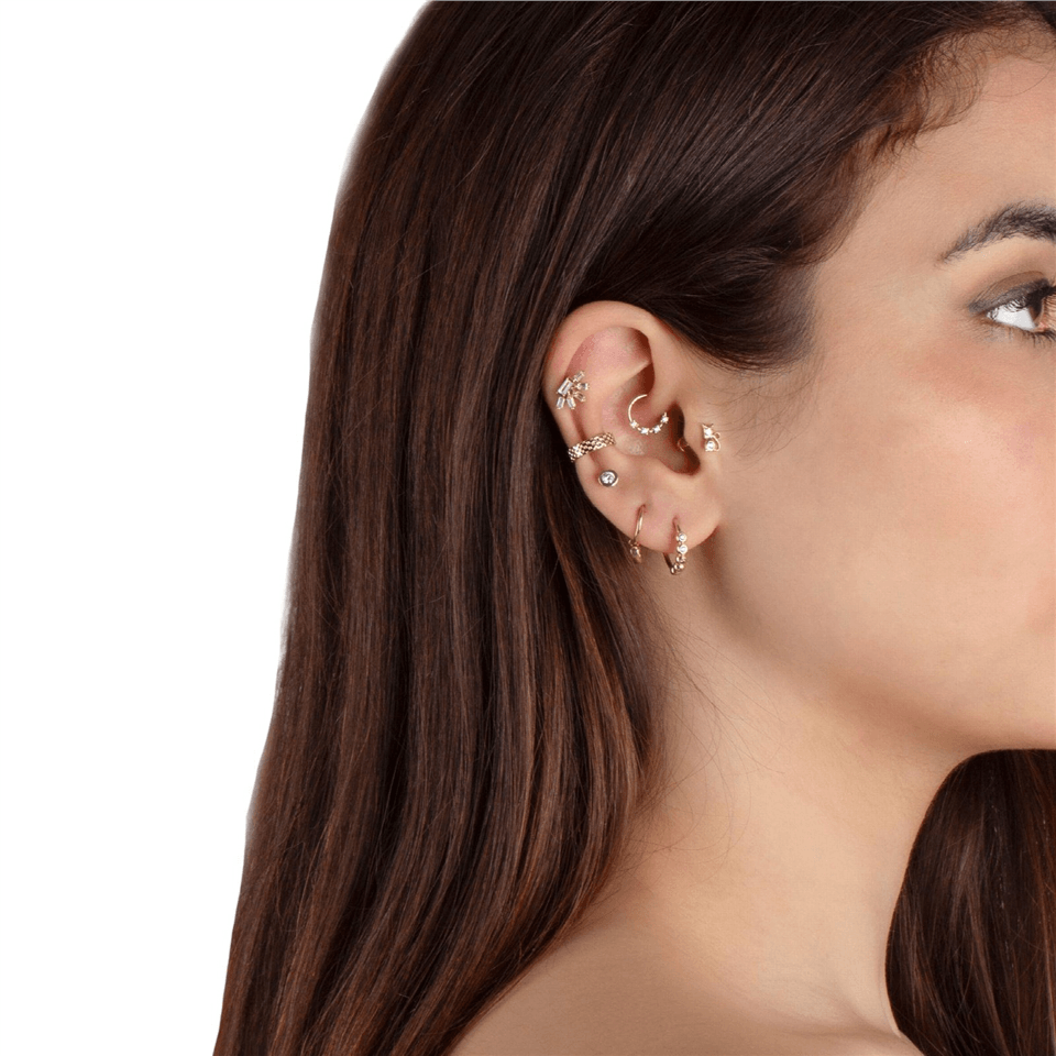 14 Ayar Altın Tektaş Minimal Tragus Piercing - Dianora Piercing Jewelry