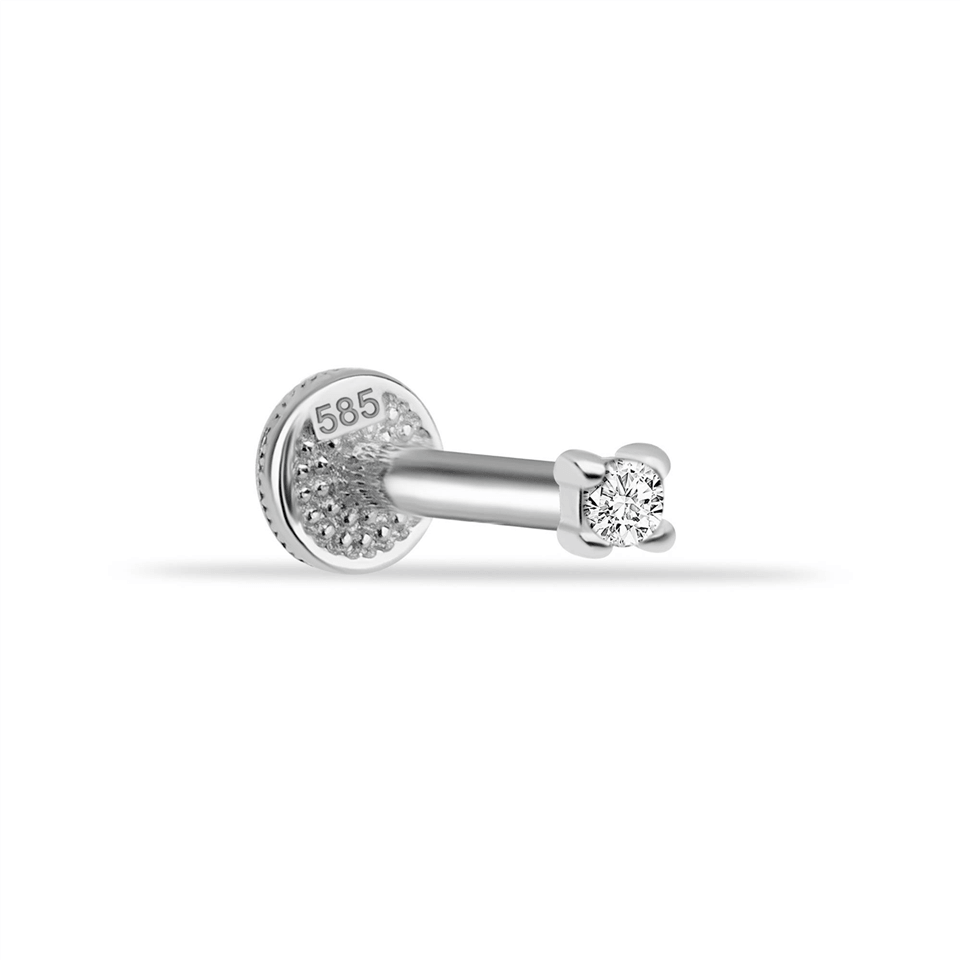 14 Ayar Altın Tektaş Motifli Minimal Tragus Piercing - Dianora Piercing Jewelry