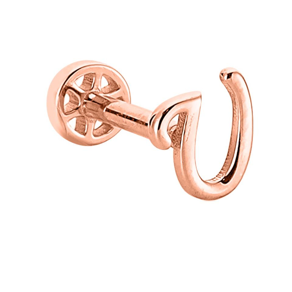 14 Ayar Altın U Harfi Minimal Tragus Piercing - Dianora Piercing