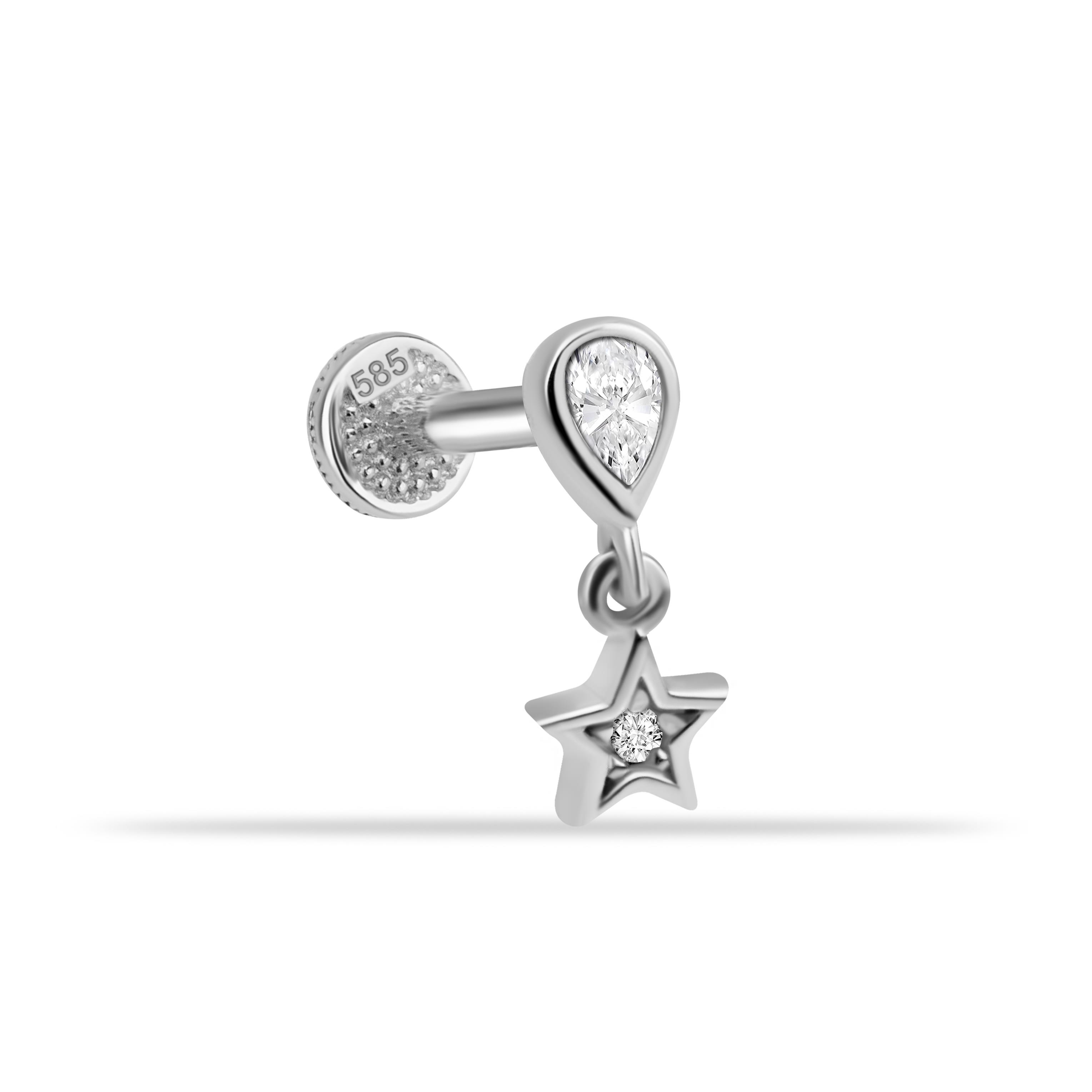 14 Ayar Altın Üç Top Minimal Tragus Piercing - Dianora Piercing