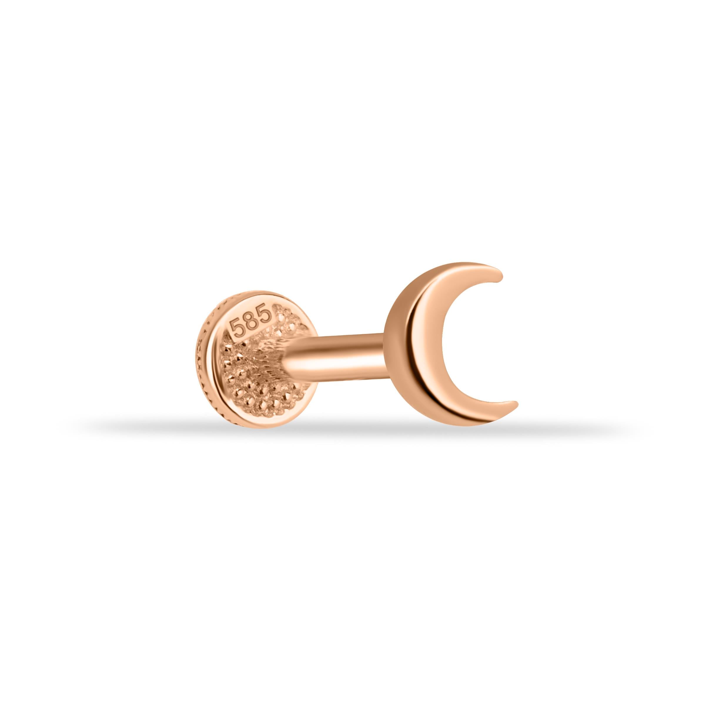 14 Ayar Altın Üç Top Minimal Tragus Piercing - Dianora Piercing