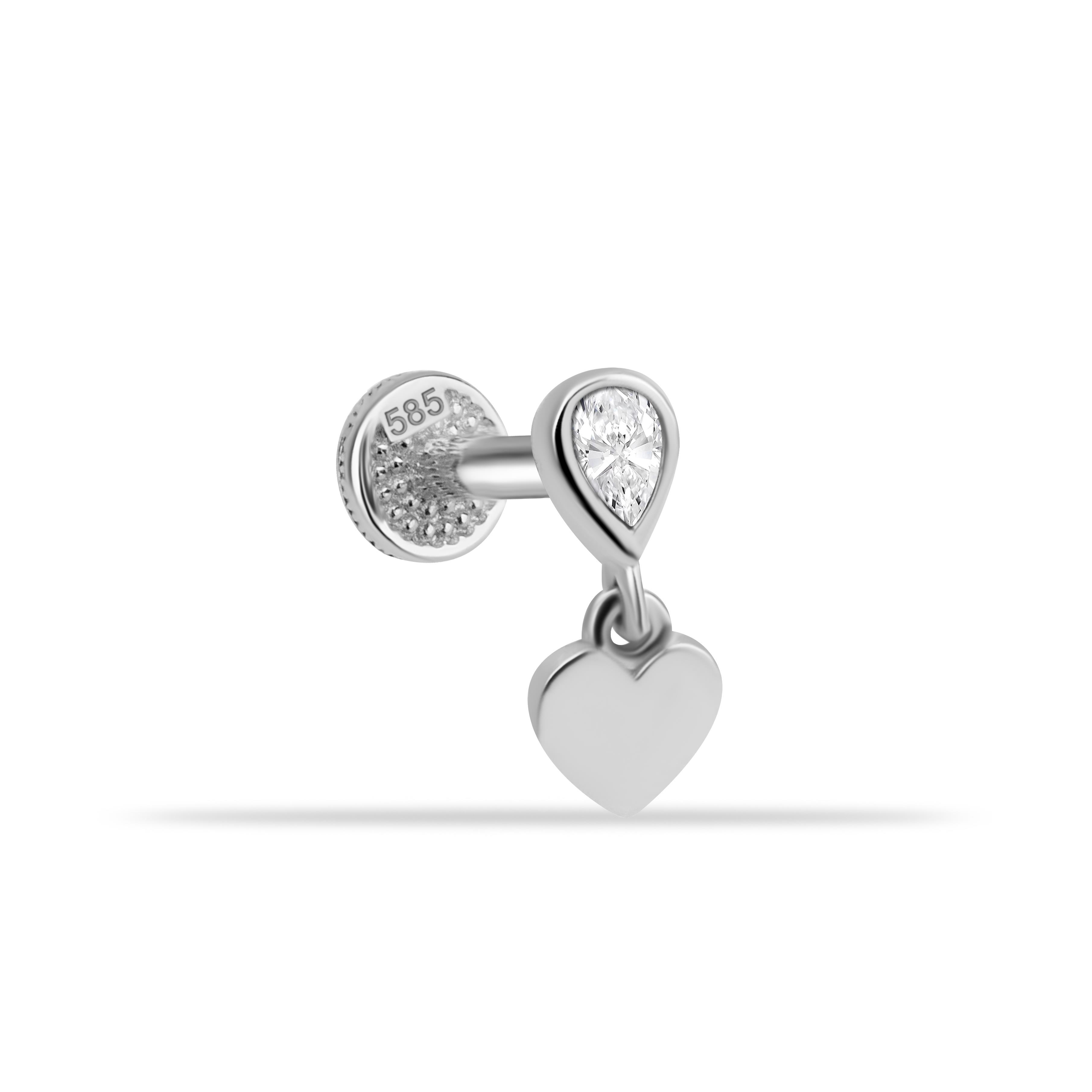 14 Ayar Altın Üç Top Minimal Tragus Piercing - Dianora Piercing