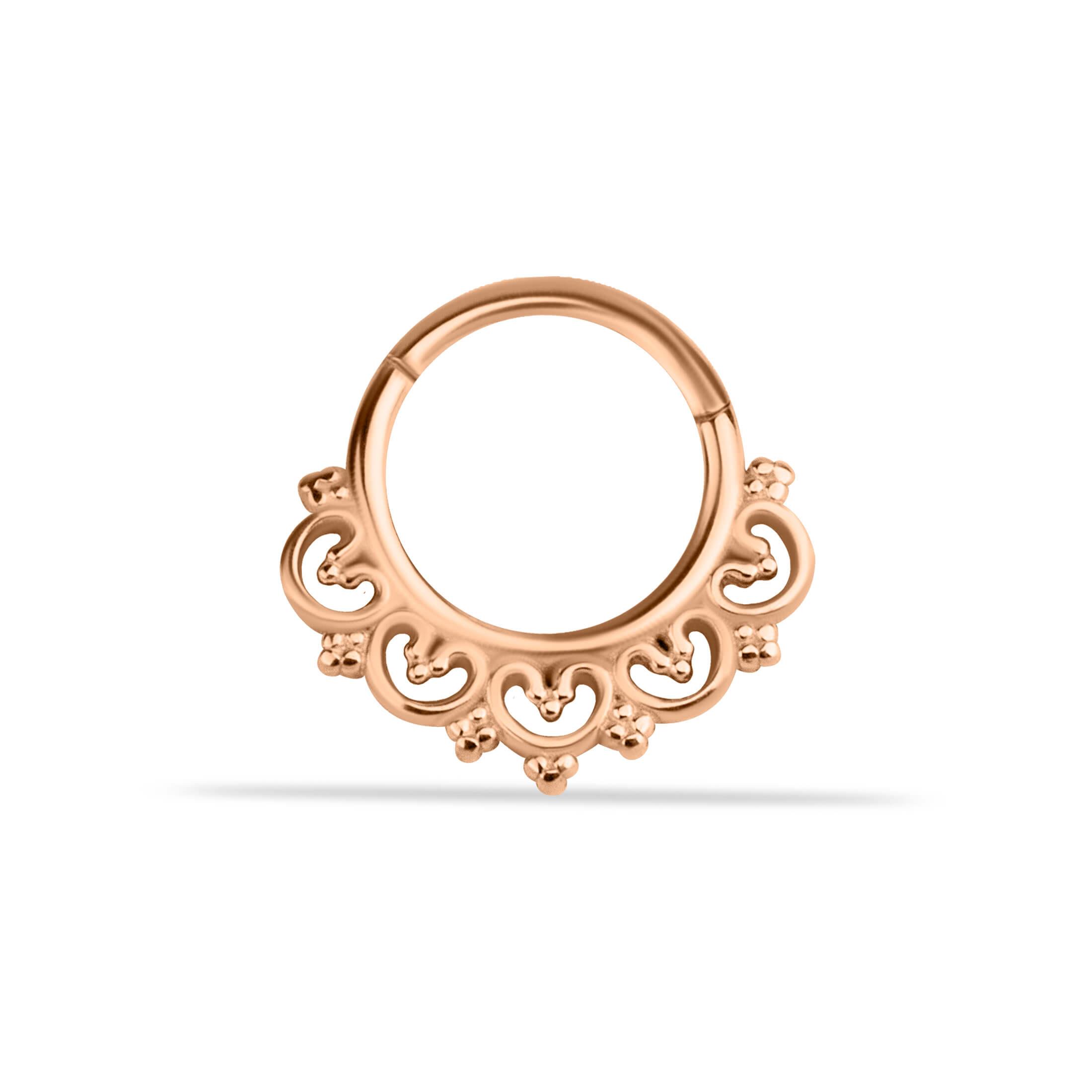 14 Ayar Altın V Alttan Taşlı Minimal Halka Piercing - Dianora Piercing