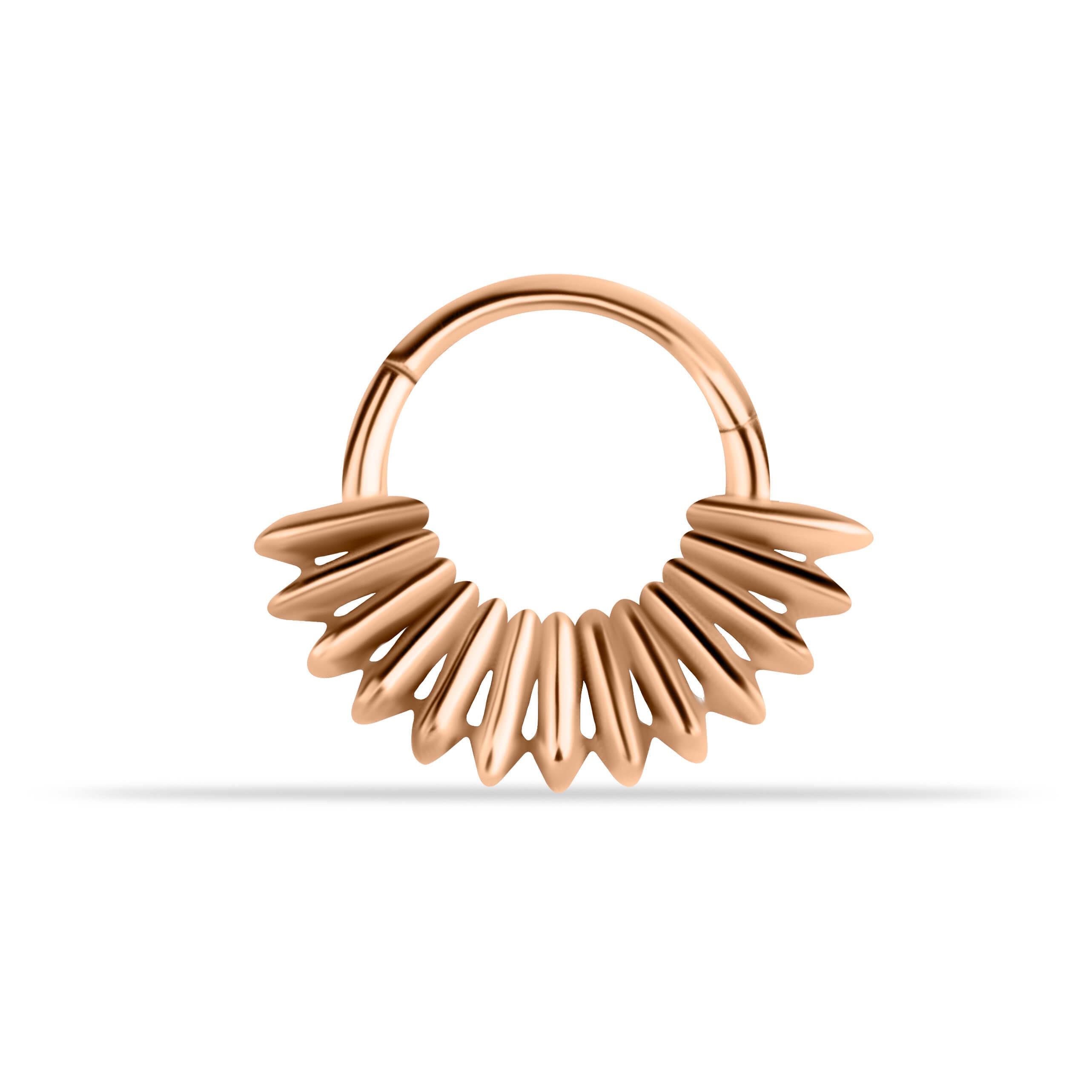 14 Ayar Altın V Alttan Taşlı Minimal Halka Piercing - Dianora Piercing