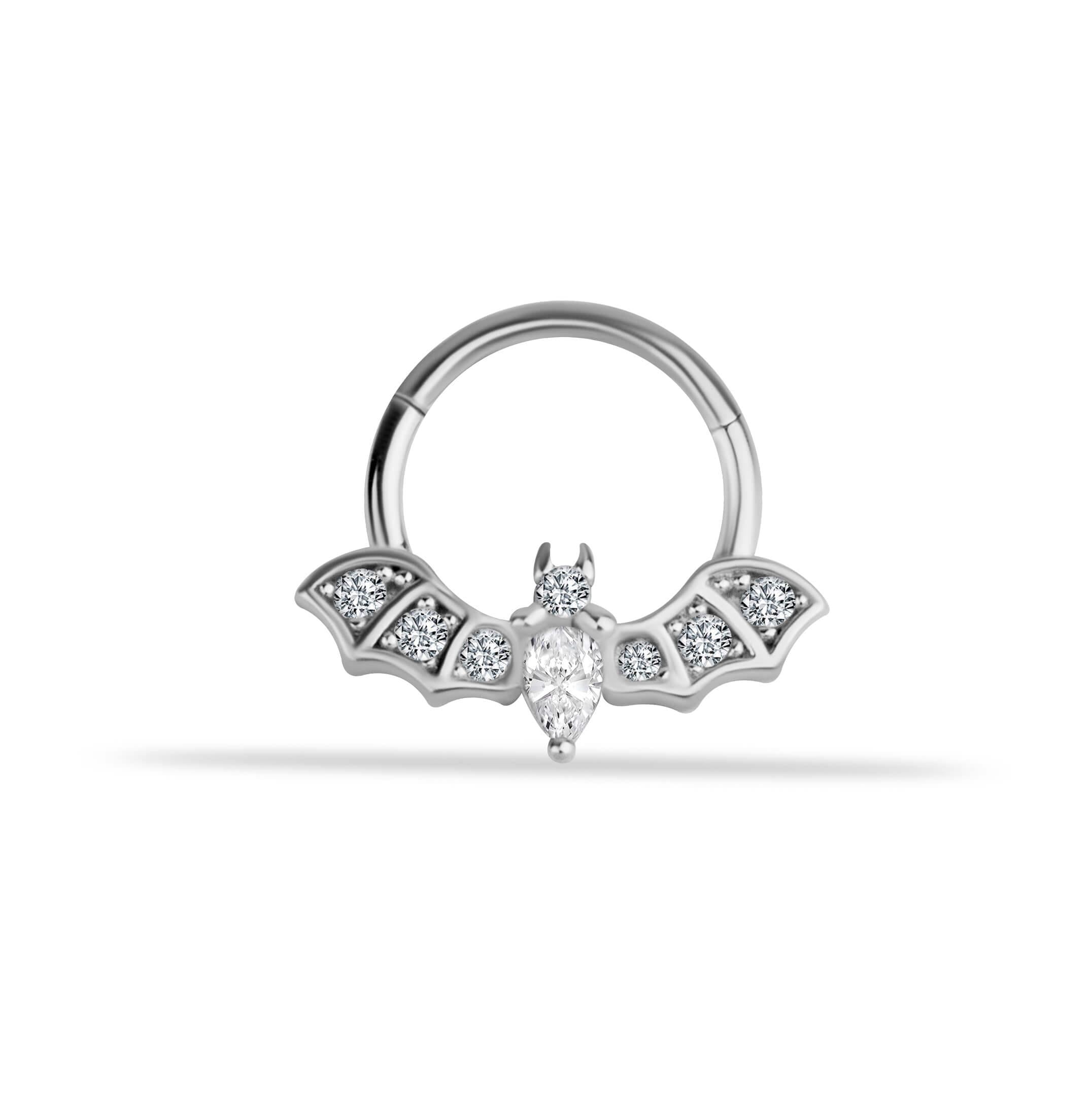 14 Ayar Altın V Alttan Taşlı Minimal Halka Piercing - Dianora Piercing