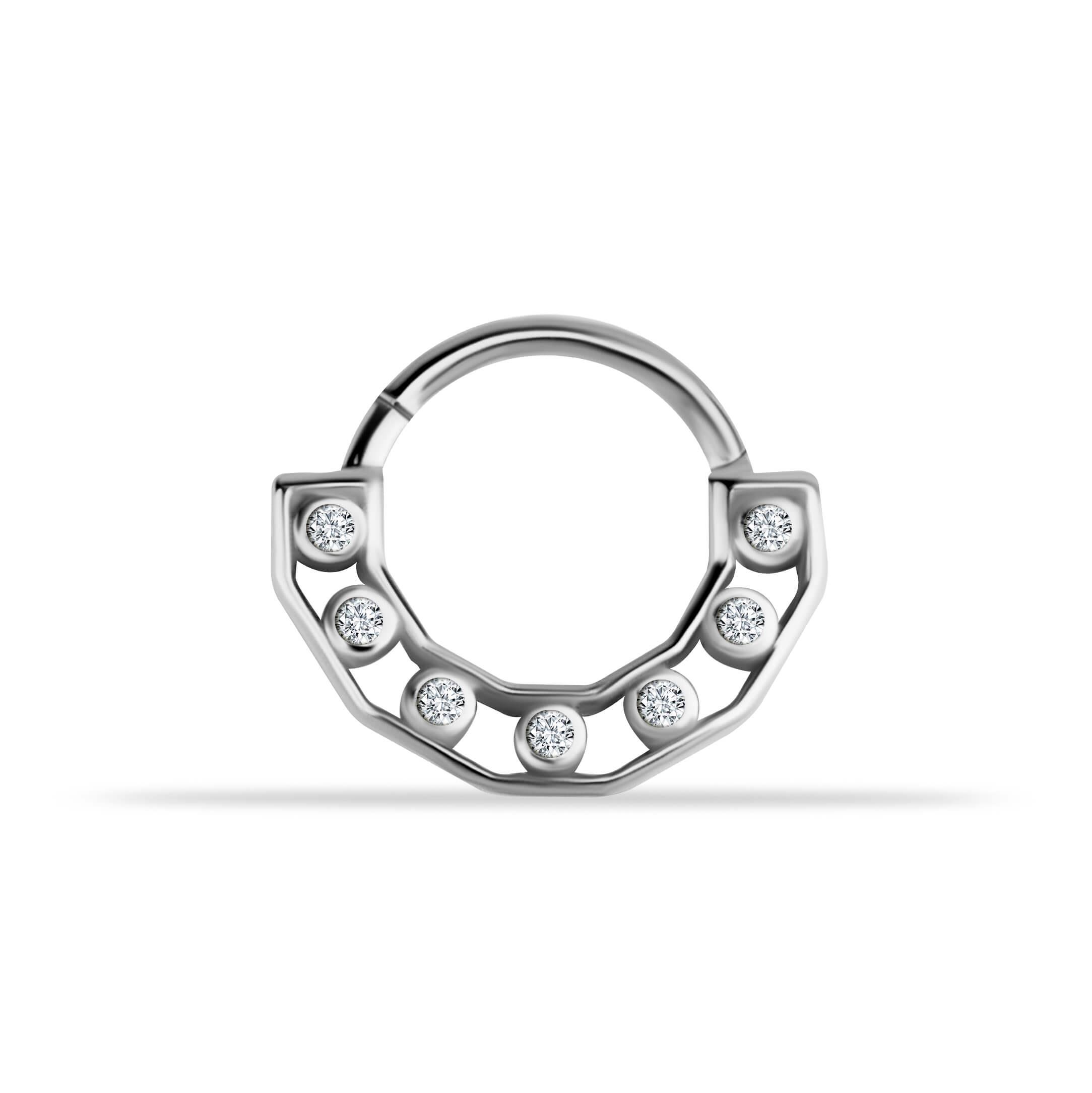 14 Ayar Altın V Alttan Taşlı Minimal Halka Piercing - Dianora Piercing