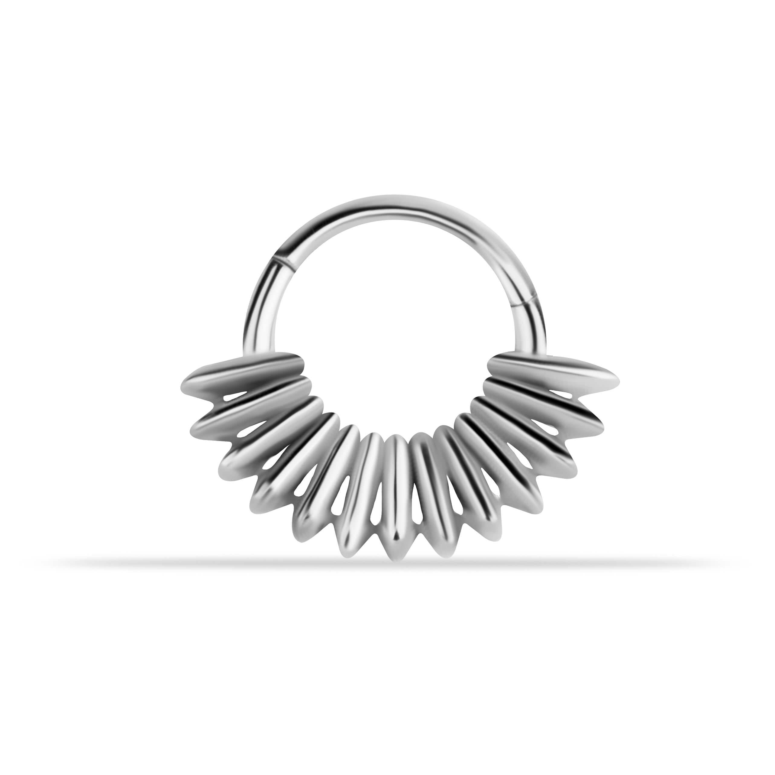 14 Ayar Altın V Alttan Taşlı Minimal Halka Piercing - Dianora Piercing