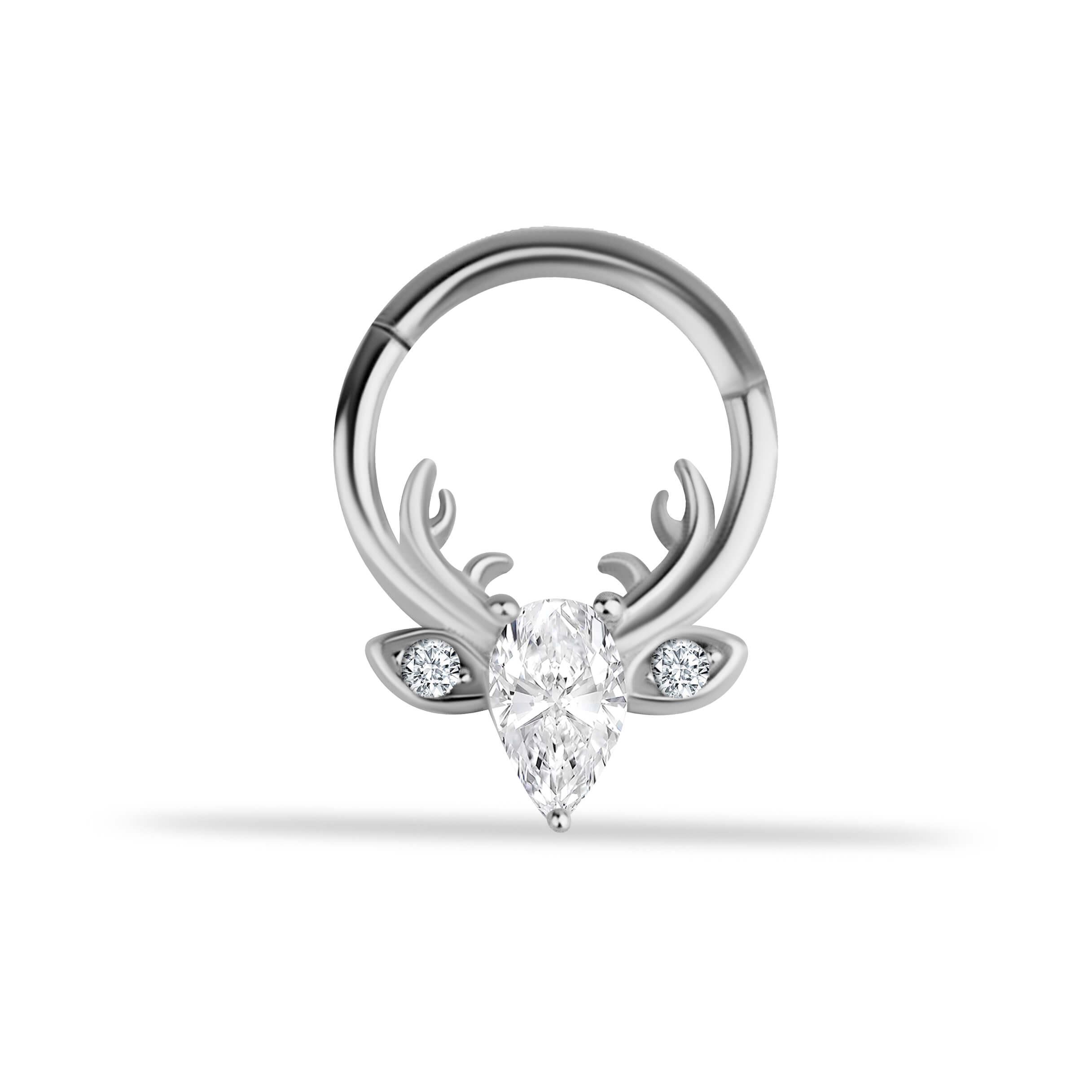 14 Ayar Altın V Alttan Taşlı Minimal Halka Piercing - Dianora Piercing