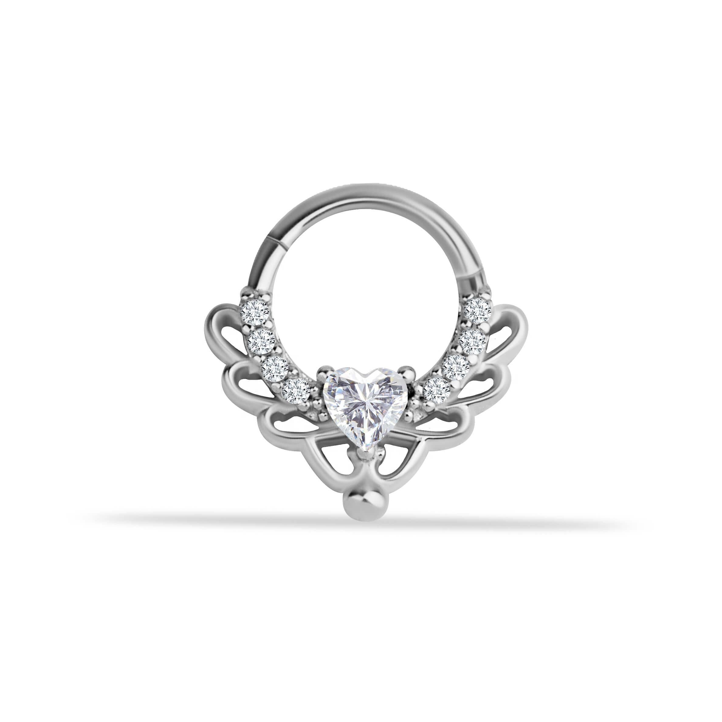 14 Ayar Altın V Alttan Taşlı Minimal Halka Piercing - Dianora Piercing