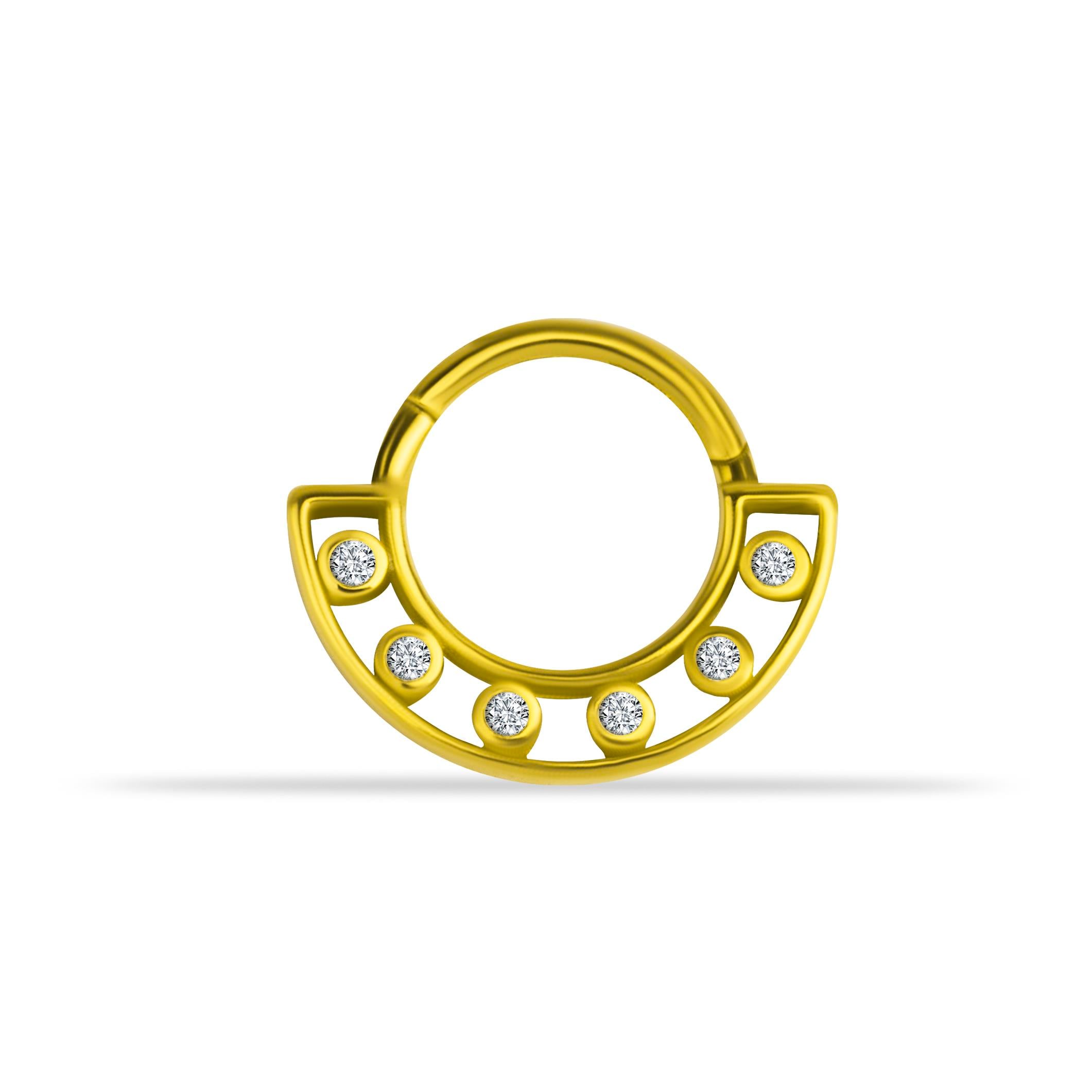 14 Ayar Altın V Alttan Taşlı Minimal Halka Piercing - Dianora Piercing
