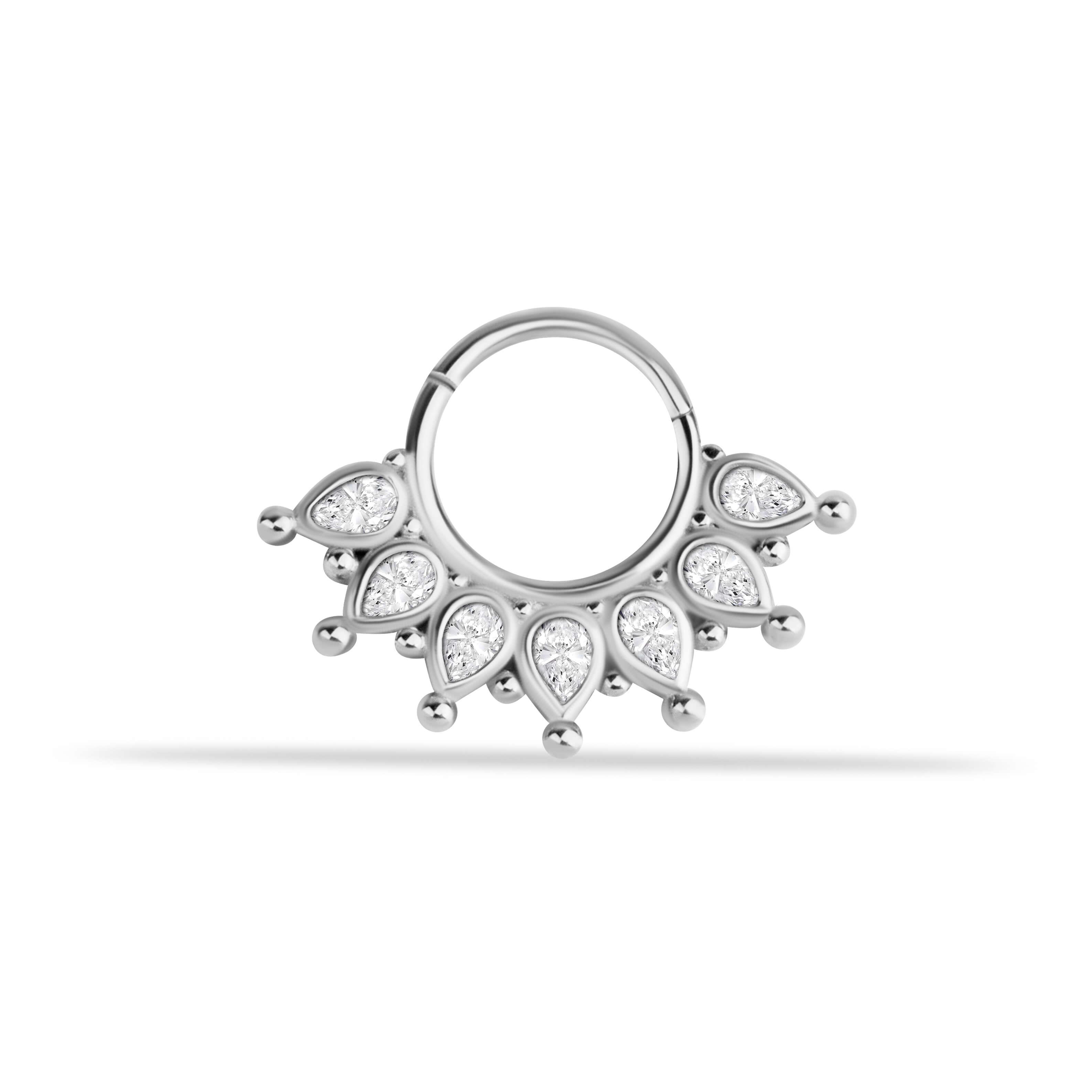 14 Ayar Altın V Alttan Taşlı Minimal Halka Piercing - Dianora Piercing