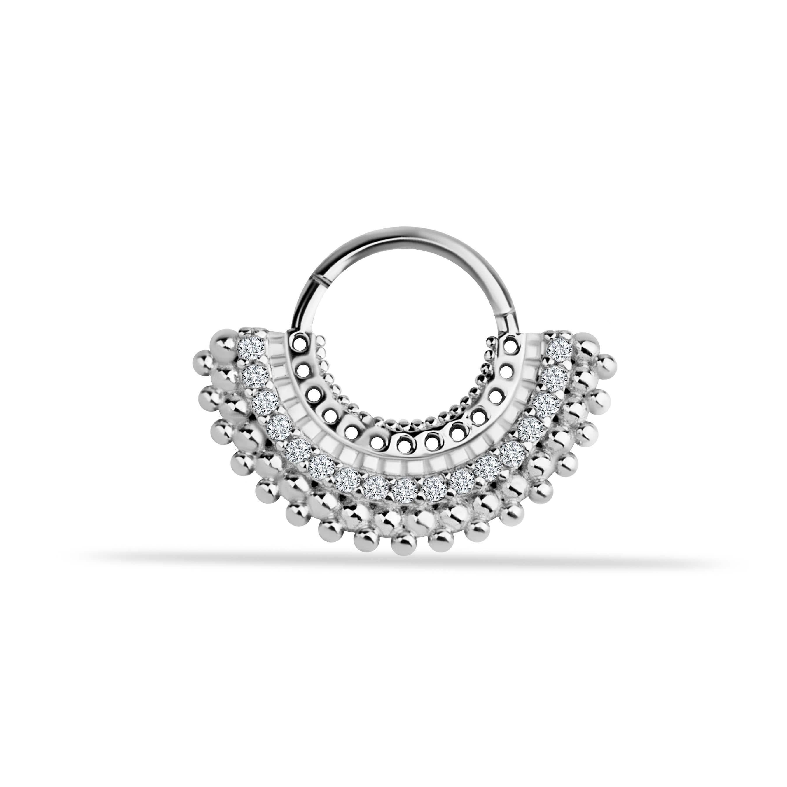 14 Ayar Altın V Alttan Taşlı Minimal Halka Piercing - Dianora Piercing