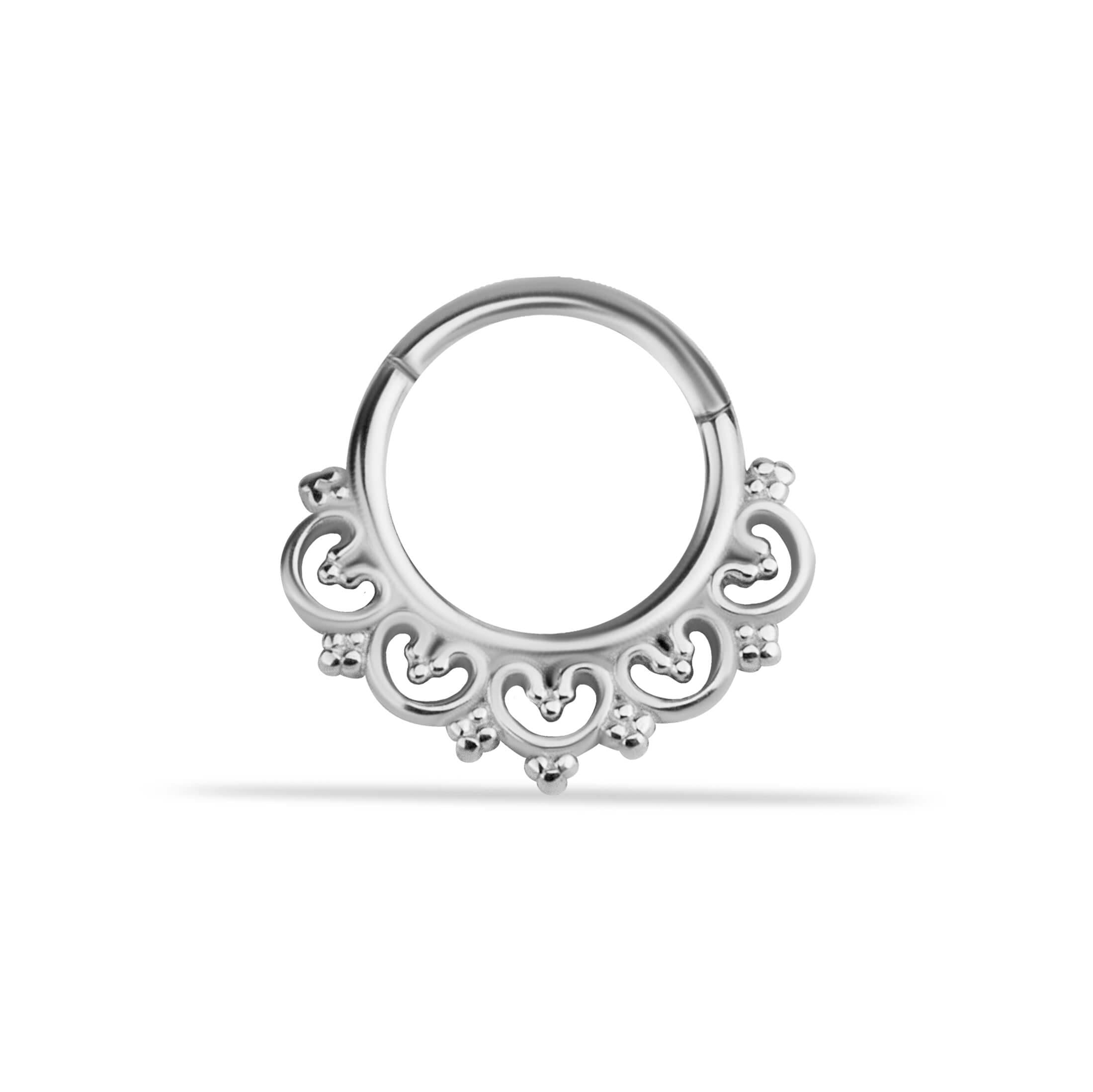 14 Ayar Altın V Alttan Taşlı Minimal Halka Piercing - Dianora Piercing