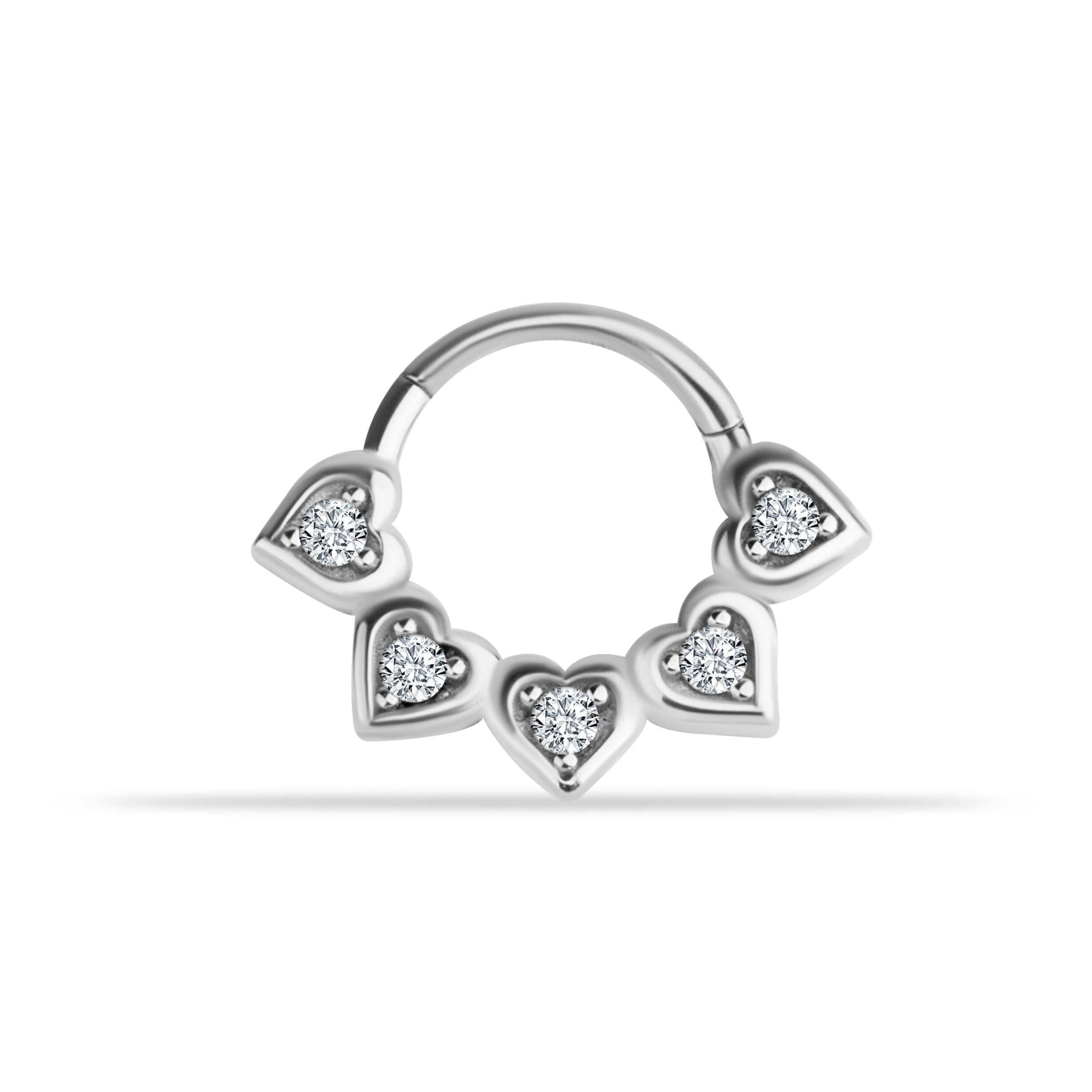 14 Ayar Altın V Alttan Taşlı Minimal Halka Piercing - Dianora Piercing