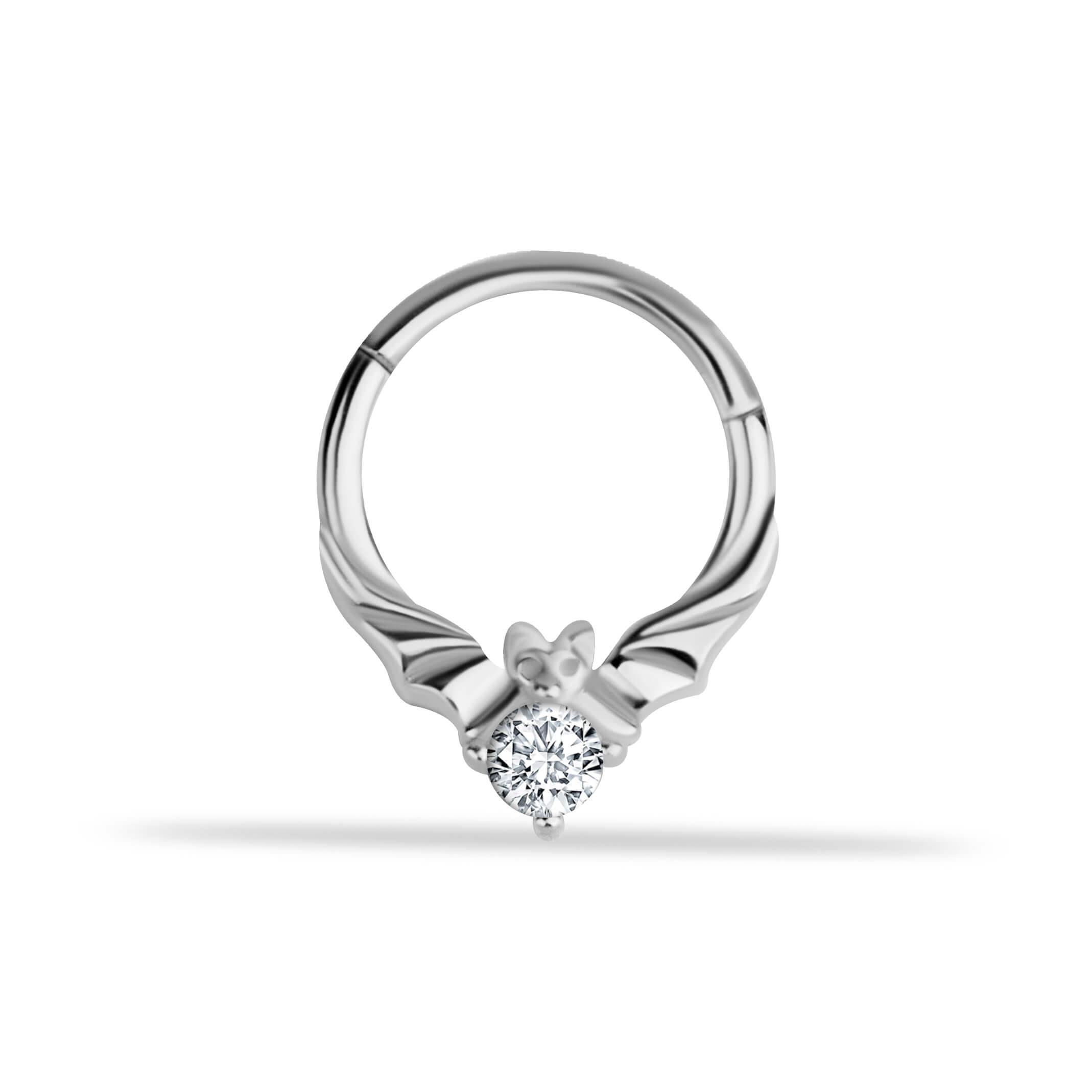 14 Ayar Altın V Alttan Taşlı Minimal Halka Piercing - Dianora Piercing