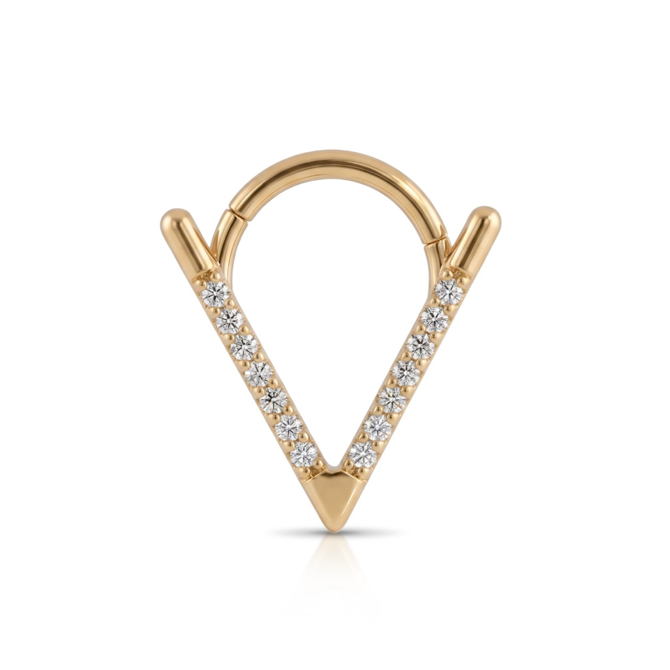 14 Ayar Altın V Minimal Halka Piercing - Dianora Piercing Jewelry