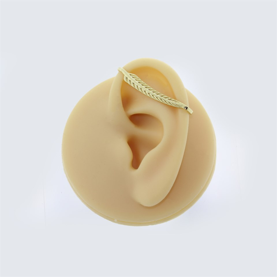14 Ayar Altın Yaprak Industrial Earcuff - Dianora Piercing