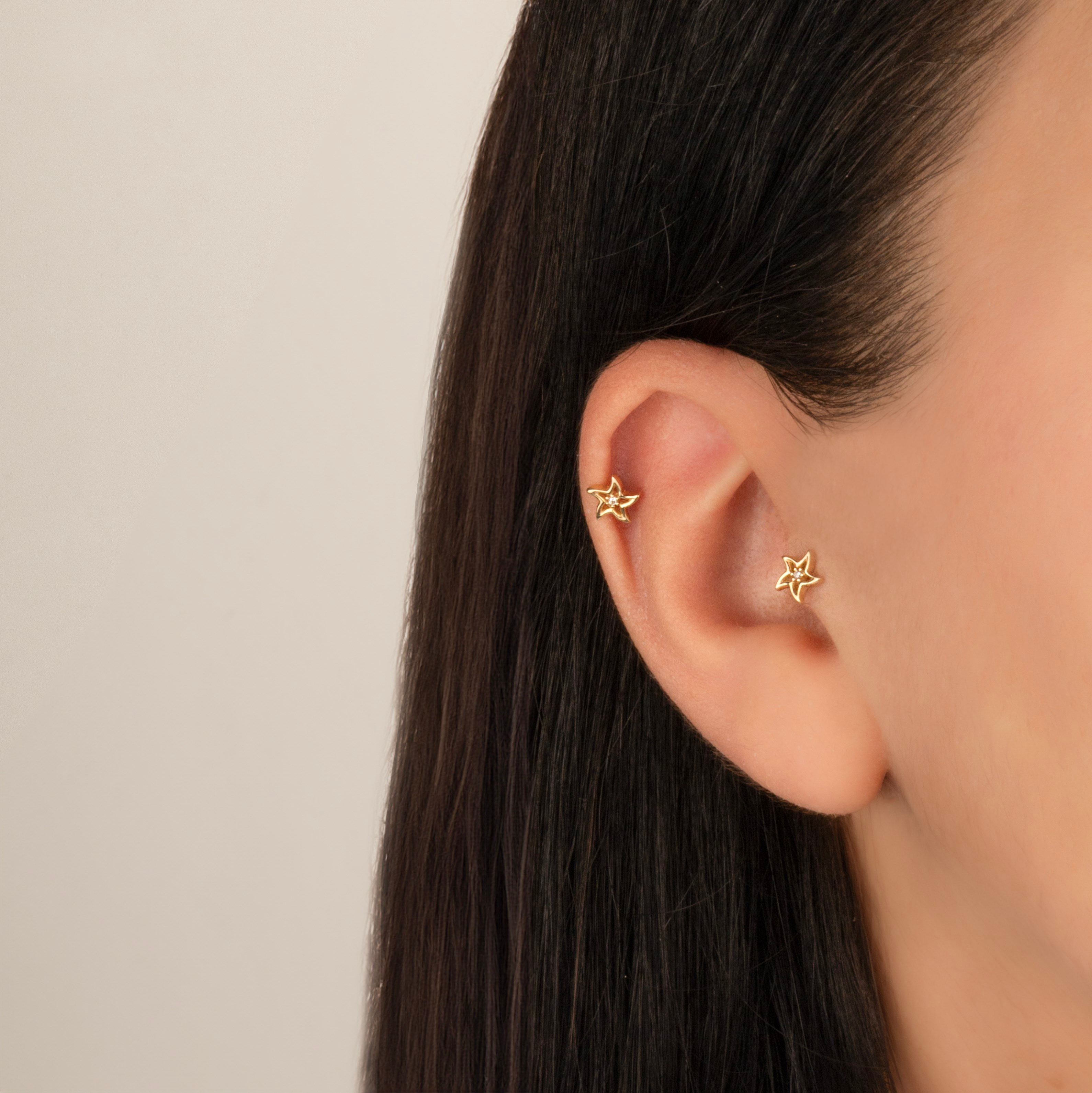 14 Ayar Altın Yıldız Tragus Piercing