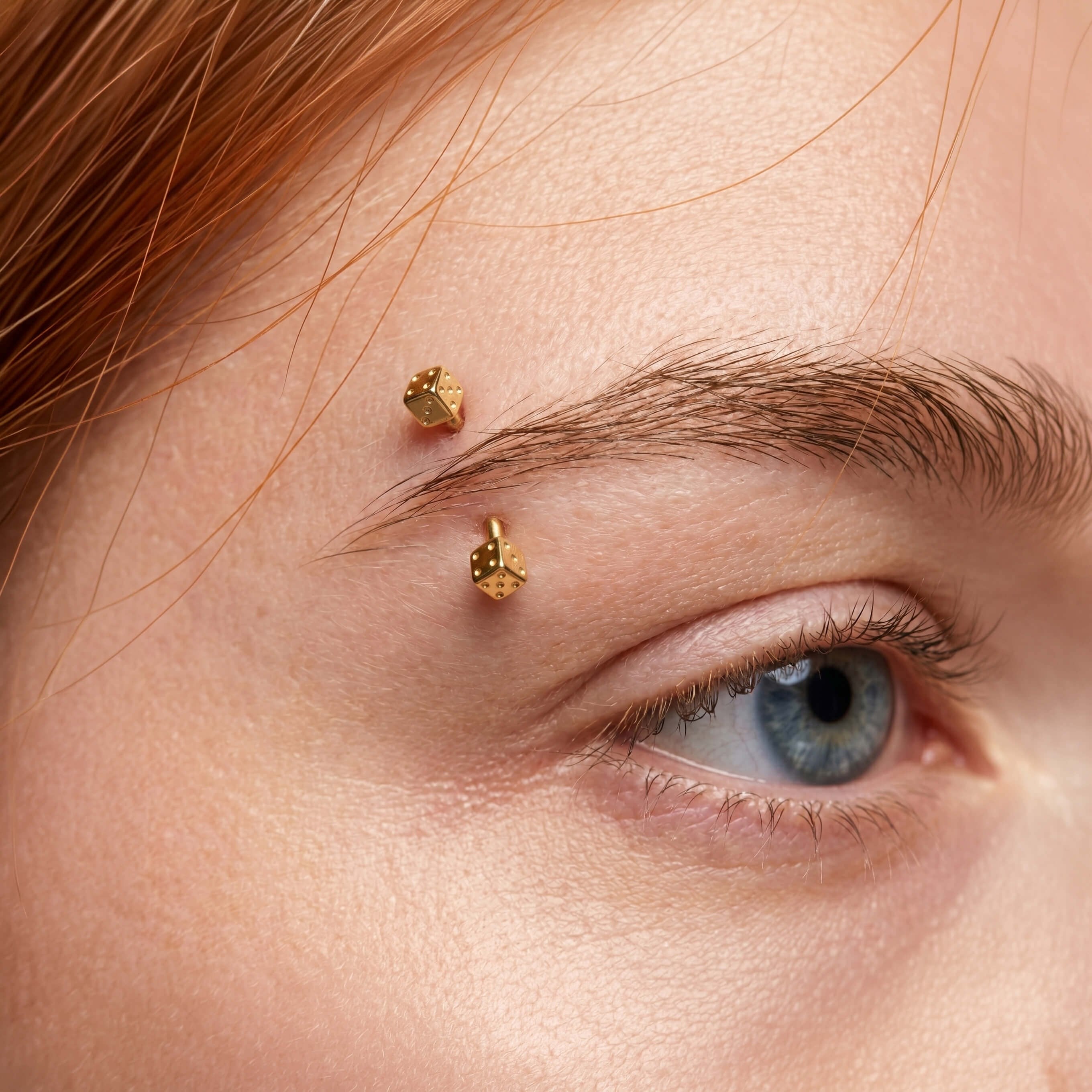 14 Ayar Altın Zar Kaş/Rook Piercing - Dianora Piercing