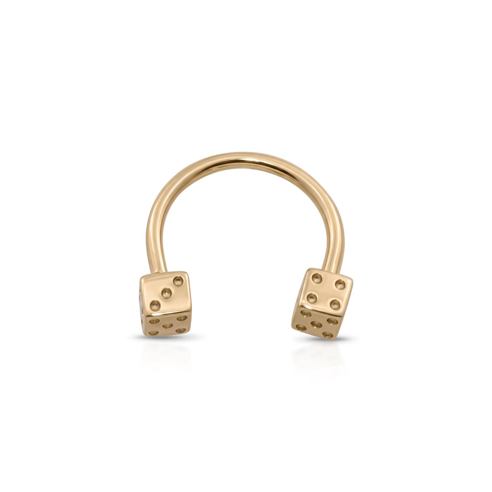 14 Ayar Altın Zar Uçlu Yarım Halka Piercing - Dianora Piercing Jewelry