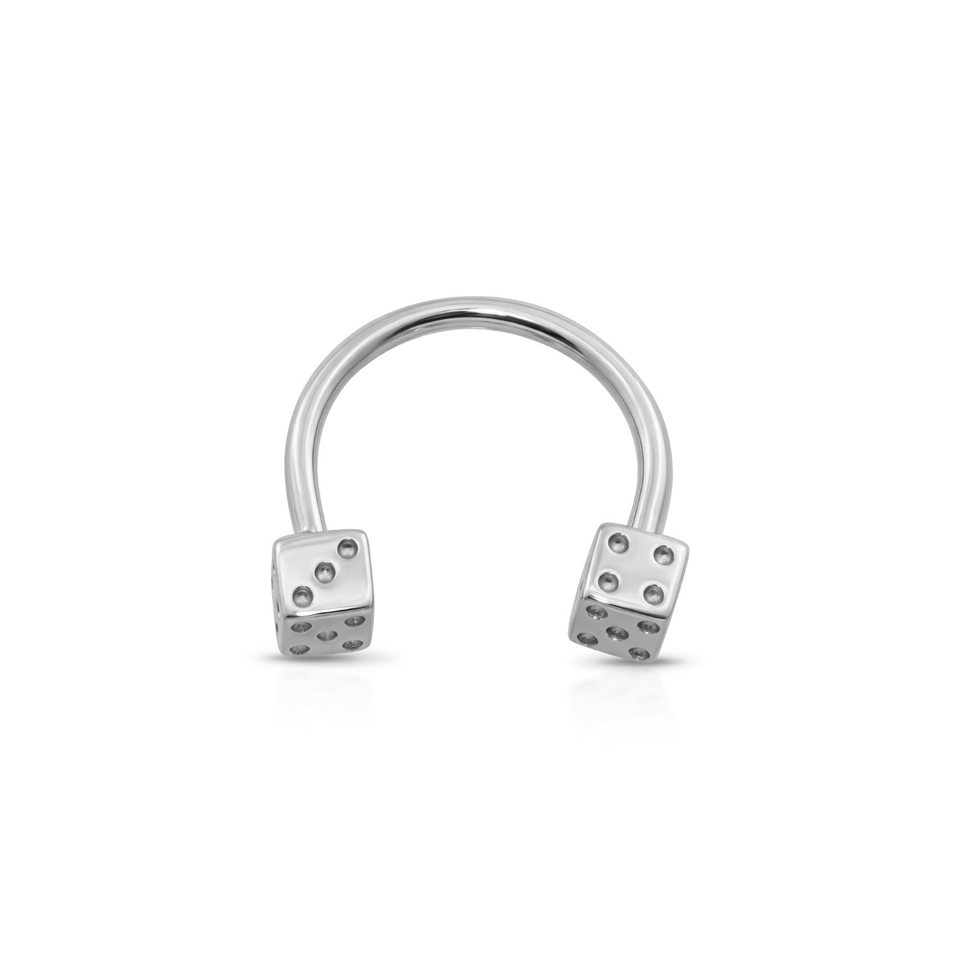 14 Ayar Altın Zar Uçlu Yarım Halka Piercing - Dianora Piercing Jewelry