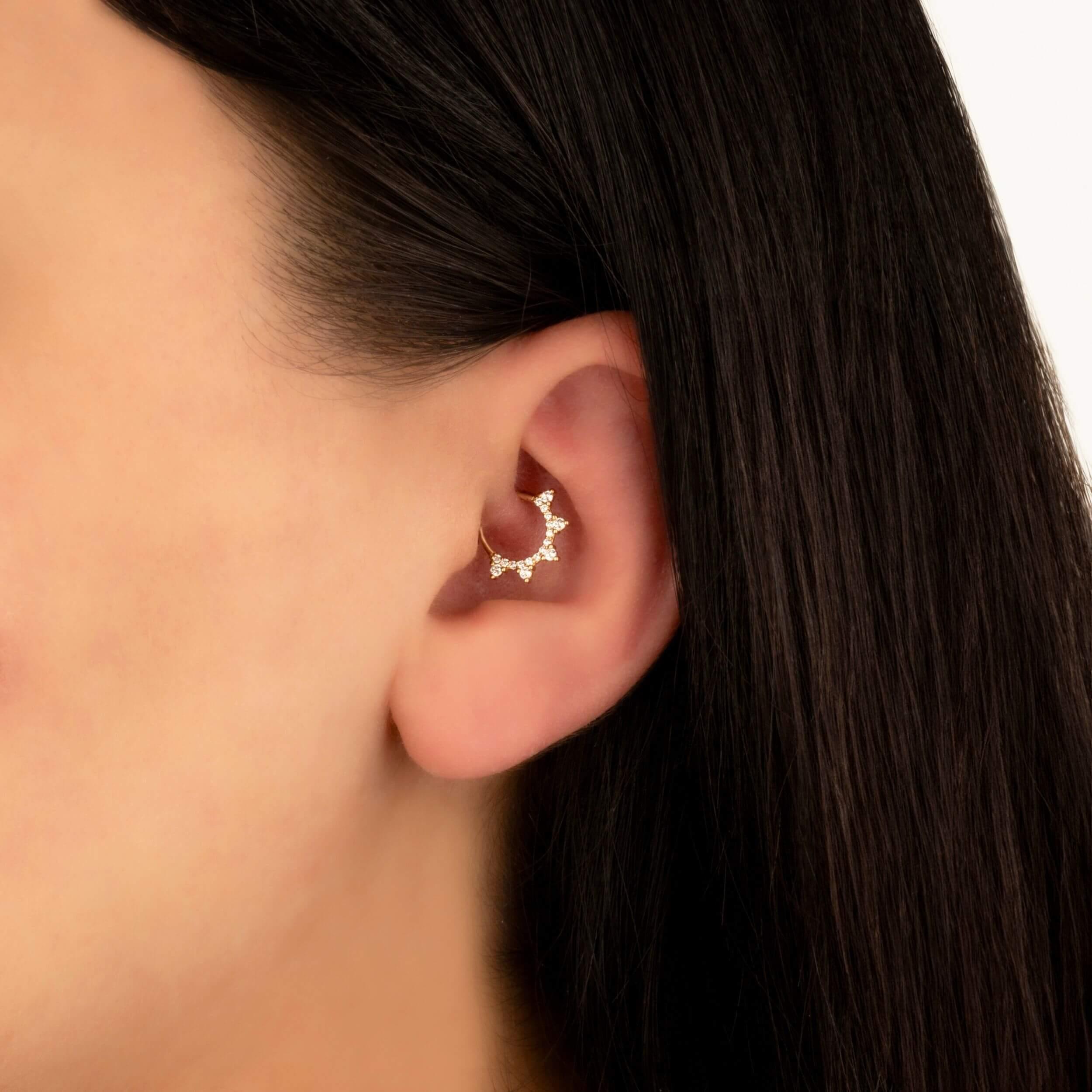 14 Ayar Altın Zincir Motifli Minimal Halka Piercing - Dianora Piercing