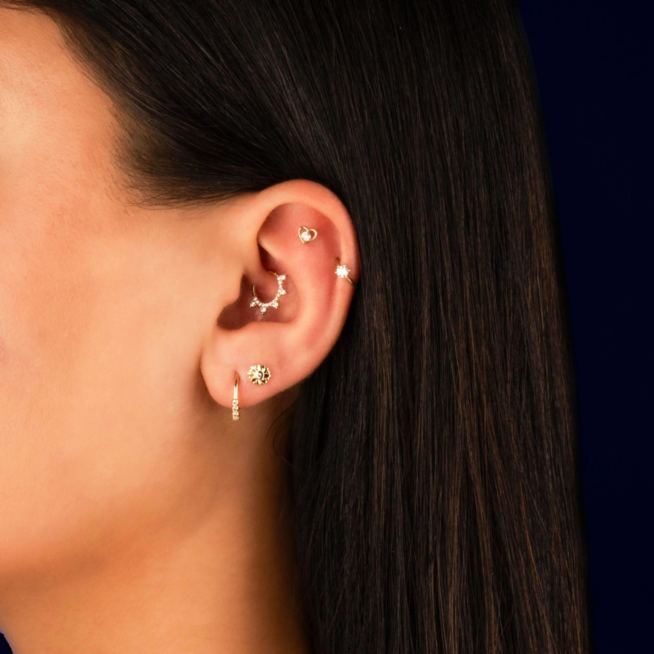 14 Ayar Altın Zincir Motifli Minimal Halka Piercing - Dianora Piercing