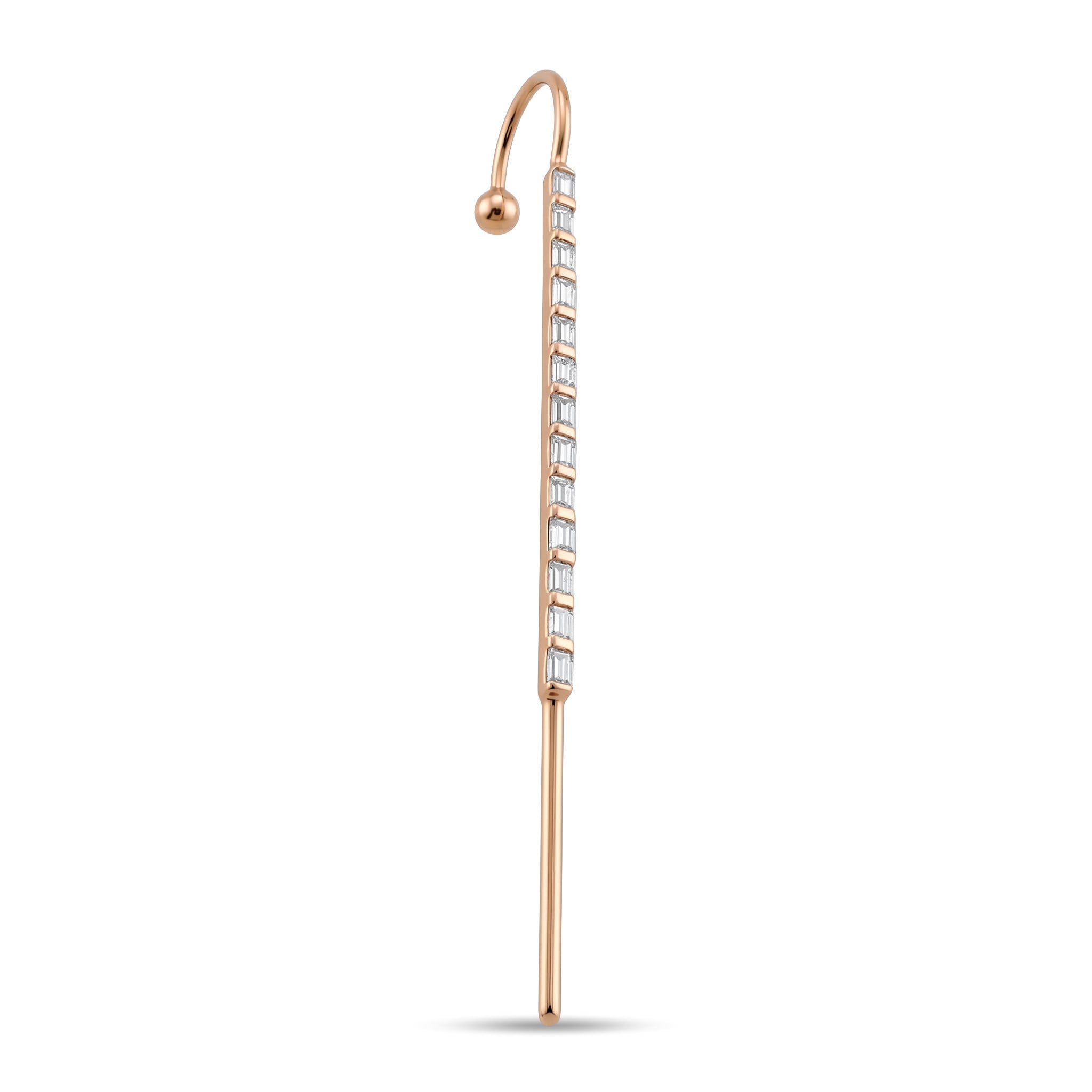 14 ayar Baget Taşlı Hook/Baston Küpe - Dianora Piercing Jewelry