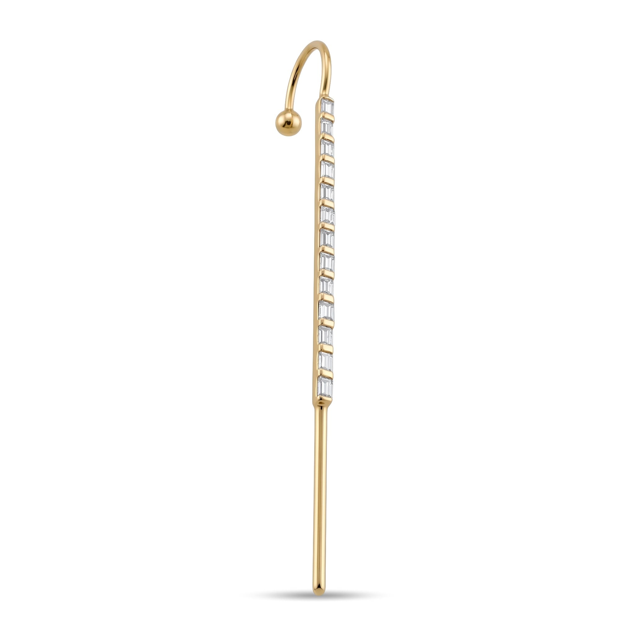 14 ayar Baget Taşlı Hook/Baston Küpe - Dianora Piercing Jewelry
