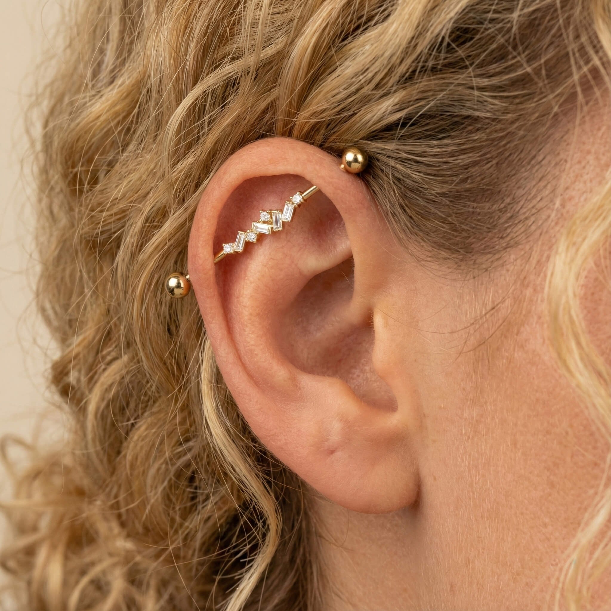 Baget Taşlı Altın Köprü Piercing - Dianora Piercing