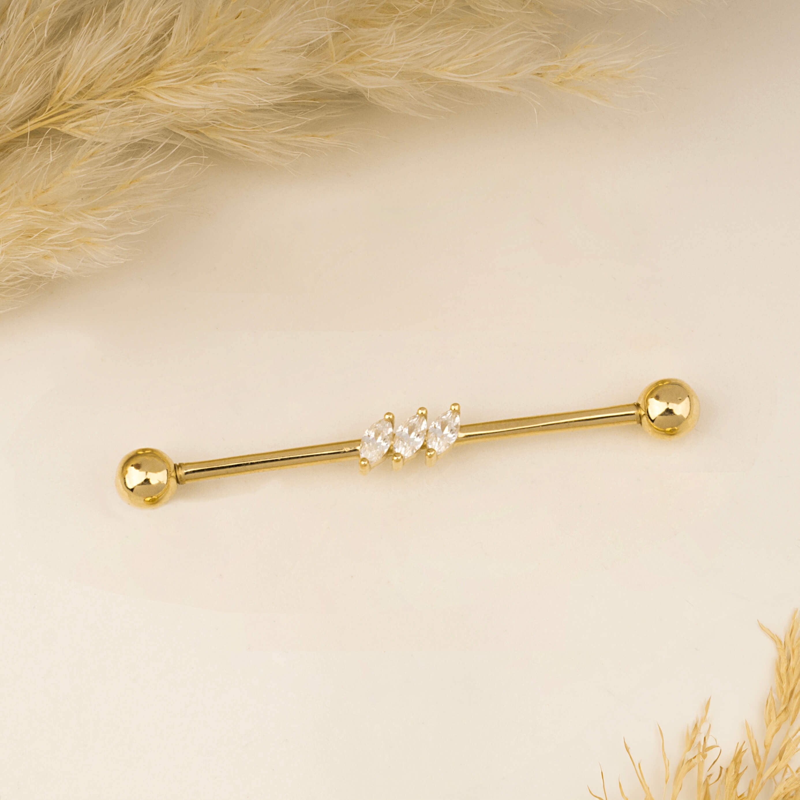 Markiz Taşlı Altın Köprü Piercing - Dianora Piercing