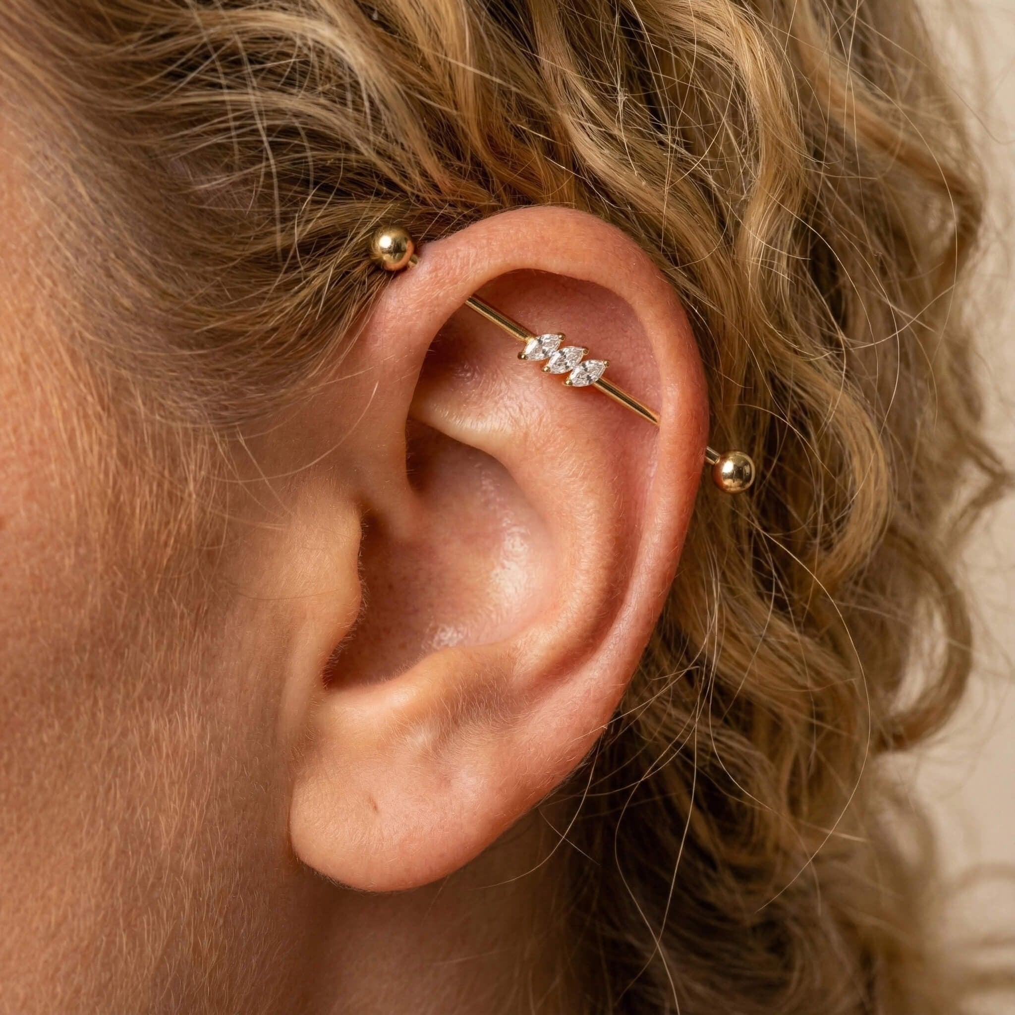 Markiz Taşlı Altın Köprü Piercing - Dianora Piercing
