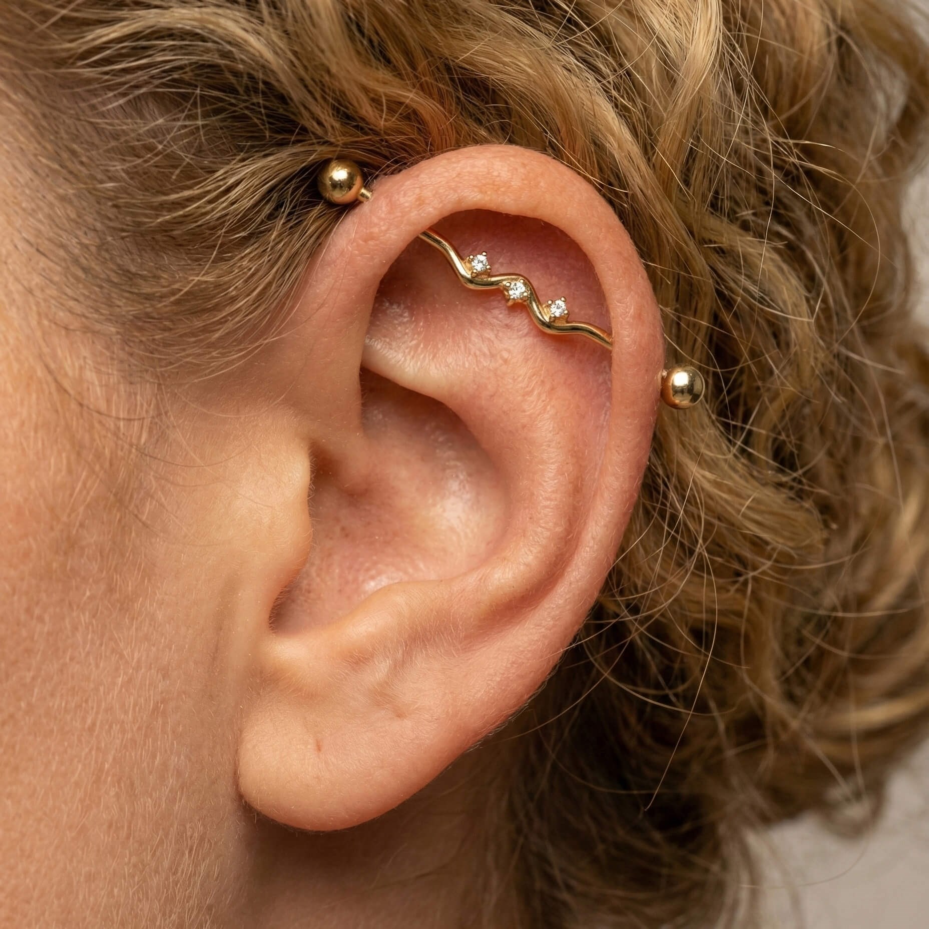 Taşlı Altın Köprü Piercing - Dianora Piercing